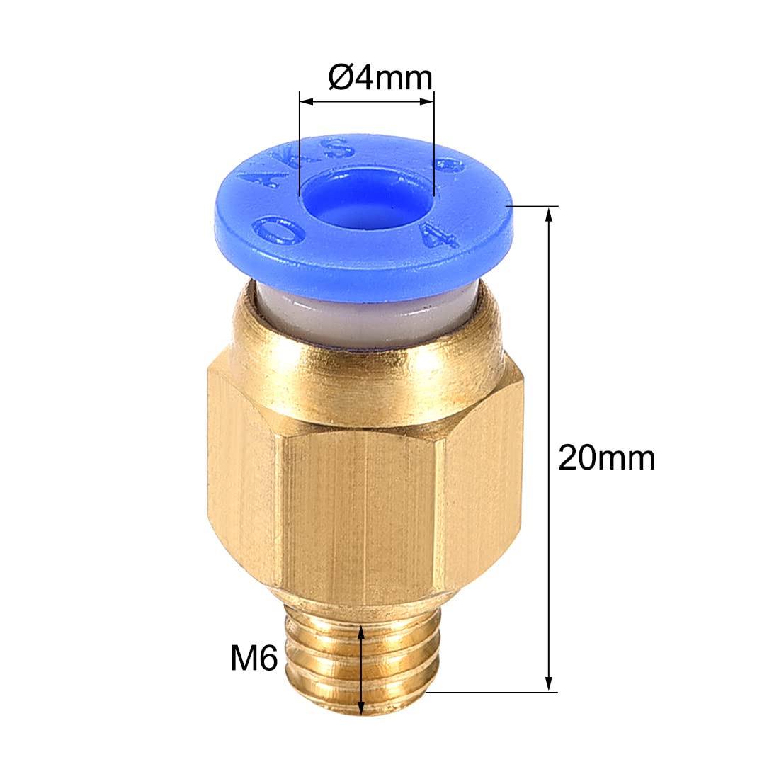 uxcell M6 Tube Fitting Connector for 3D Printer - Compatible with 4mm Tube & 1.75mm Filament (2-Pack) - Perfect for Ender 3, CR-10 Filament Feeding System