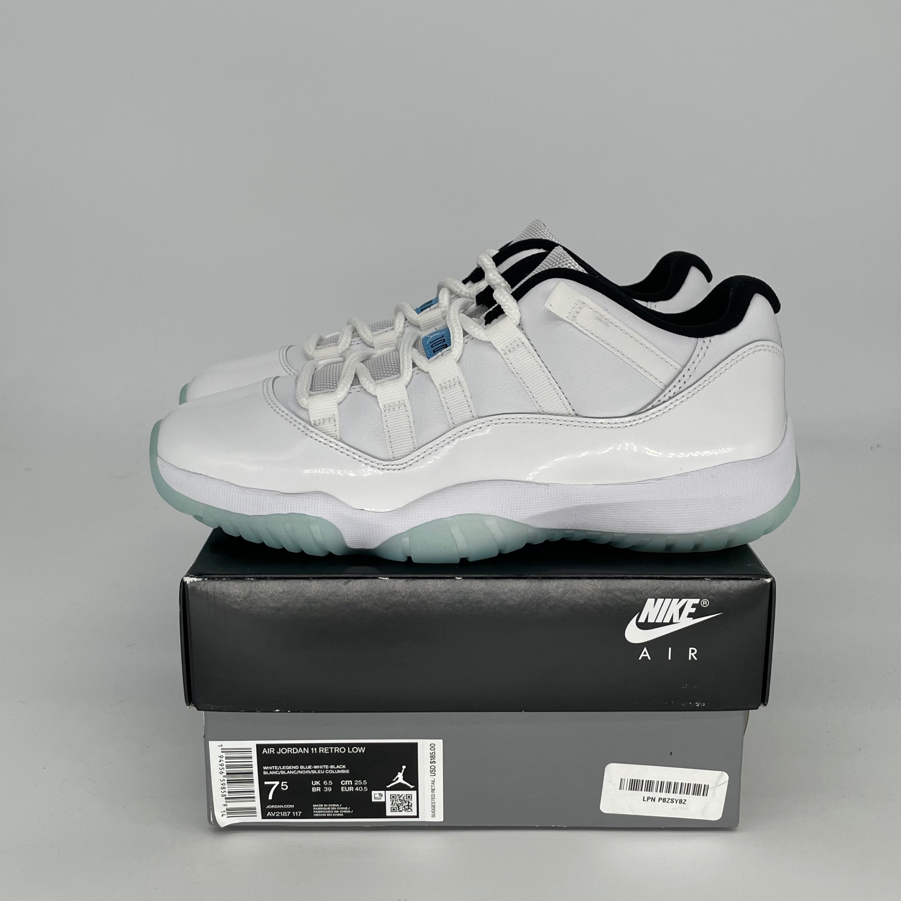 AIR JORDAN 11 LOW LEGEND BLUE Sneakers - Men's Size 7.5 / Women's Size 9W (AV2187-117) - Retro Basketball Shoes for Casual Wear & Street Fashion