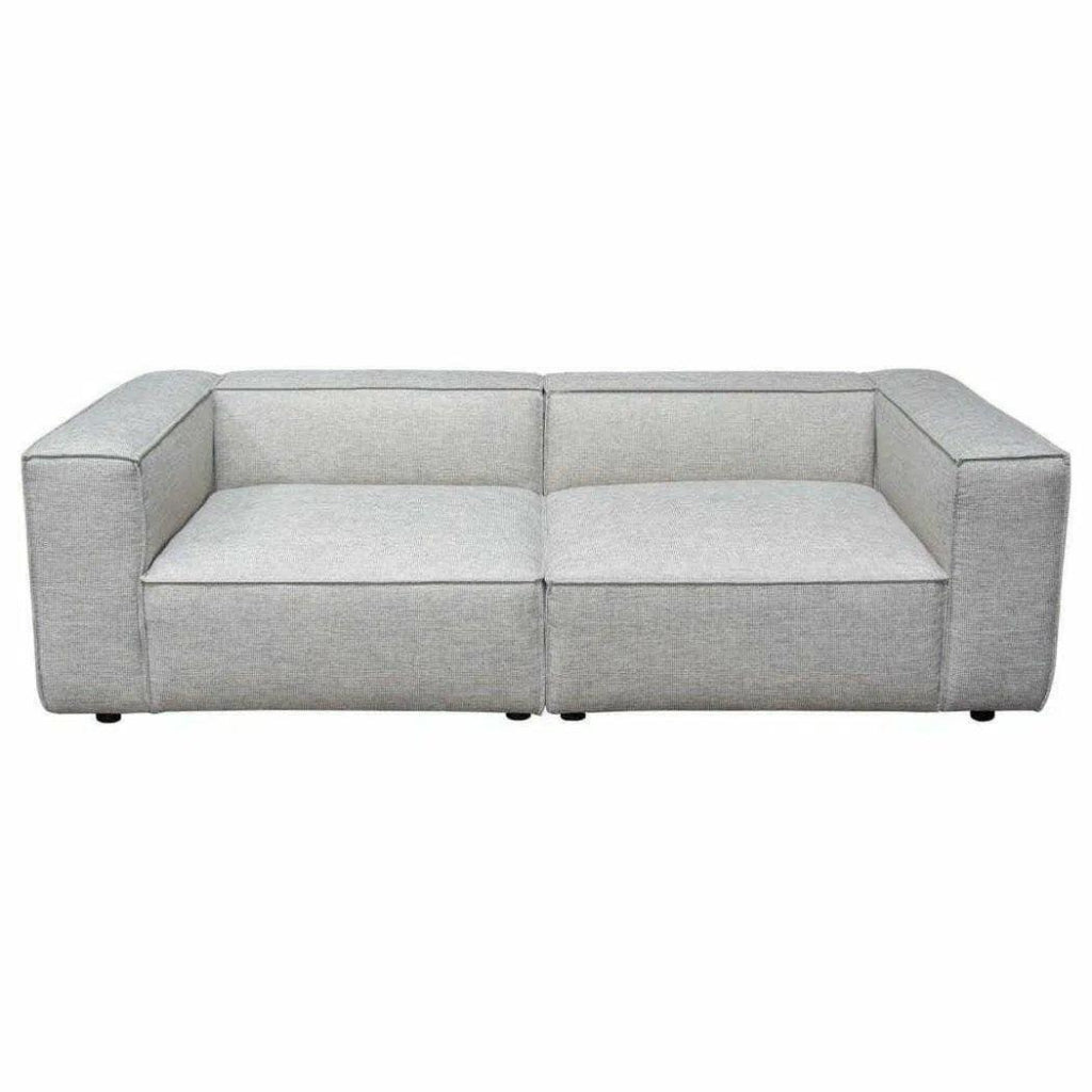 2-Piece Beige Low Back Modular Sofa Set in Barley Fabric - Modern Sectional Couch for Living Room, Lounge & Small Spaces
