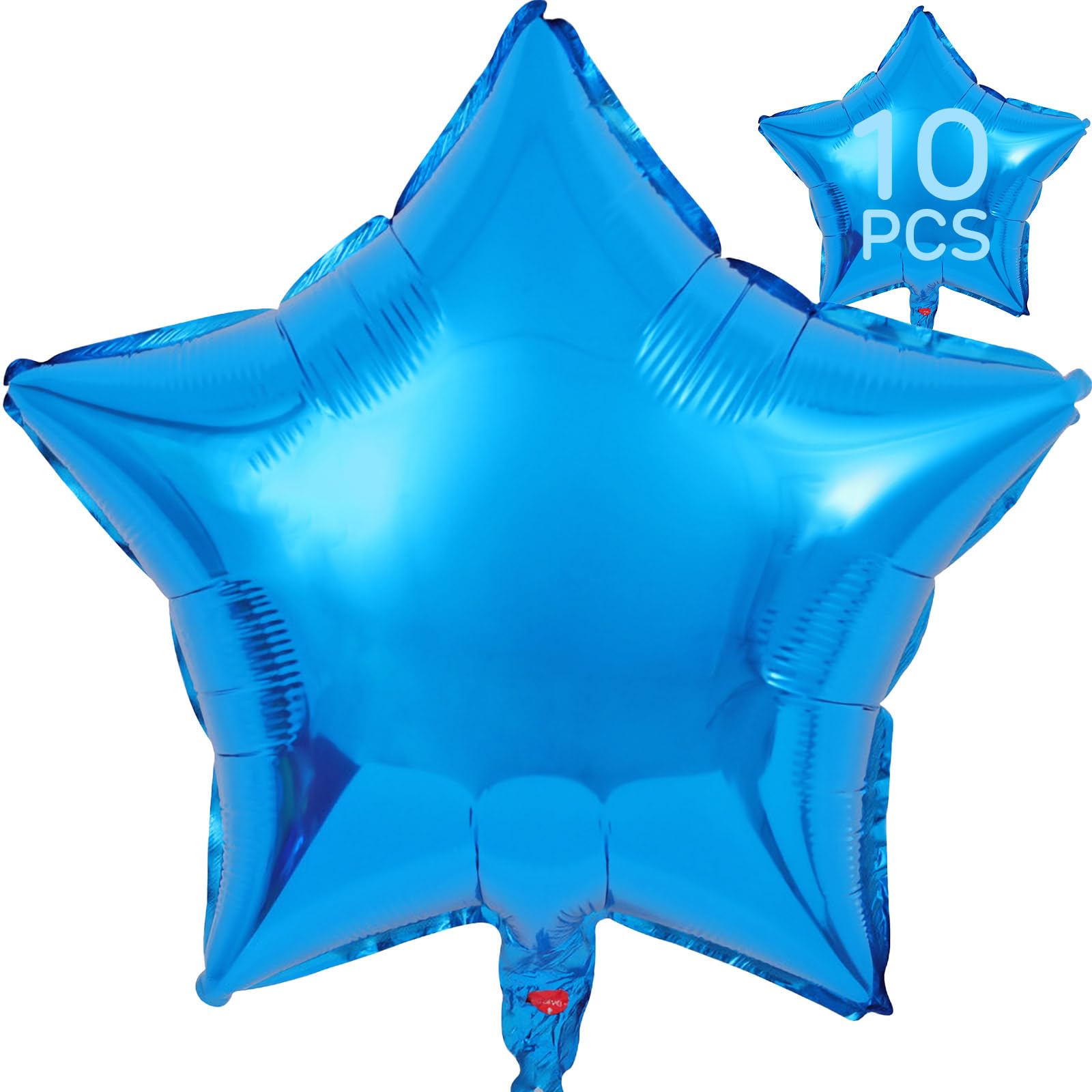 Blue Star Balloons 18 Inch - Pack of 10 | Metallic Mylar Helium Foil Star Balloons for Birthday Parties, Baby Showers, Weddings & Anniversaries | Party Decorations, Backdrop Supplies & Celebration Decor