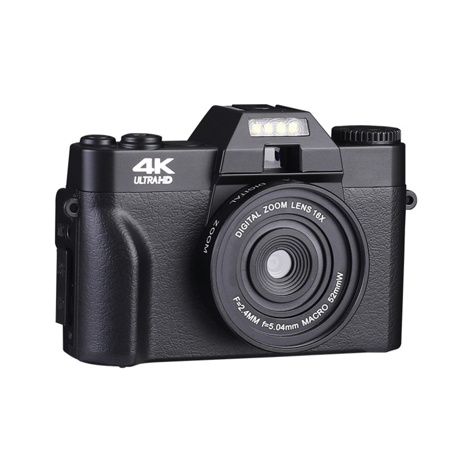 48MP Vlogging Camera with 180° Flip Screen - HD Digital Camcorder for YouTube, Travel & Live Streaming - Wide Angle & Macro Lens Compatible (Standard, Camera Only) - Perfect for Content Creators, Vloggers & Travel Enthusiasts
