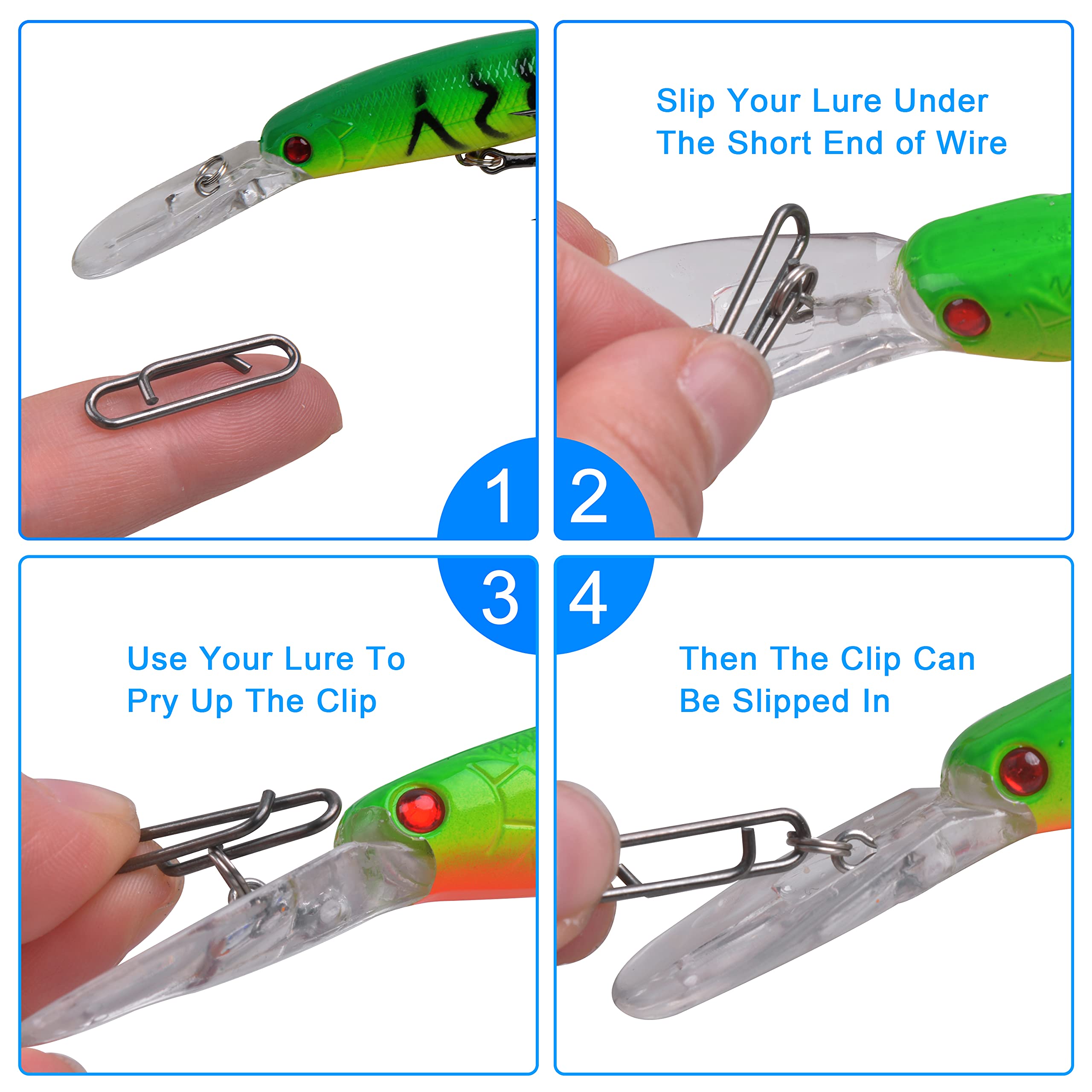 High Strength Stainless Steel Fishing Speed Clips - Quick Change Lure Connectors & Swivels for Power Fishing | Saltwater & Freshwater Fishing Tackle | Perfect for Bass, Trout, and Saltwater Game Fish