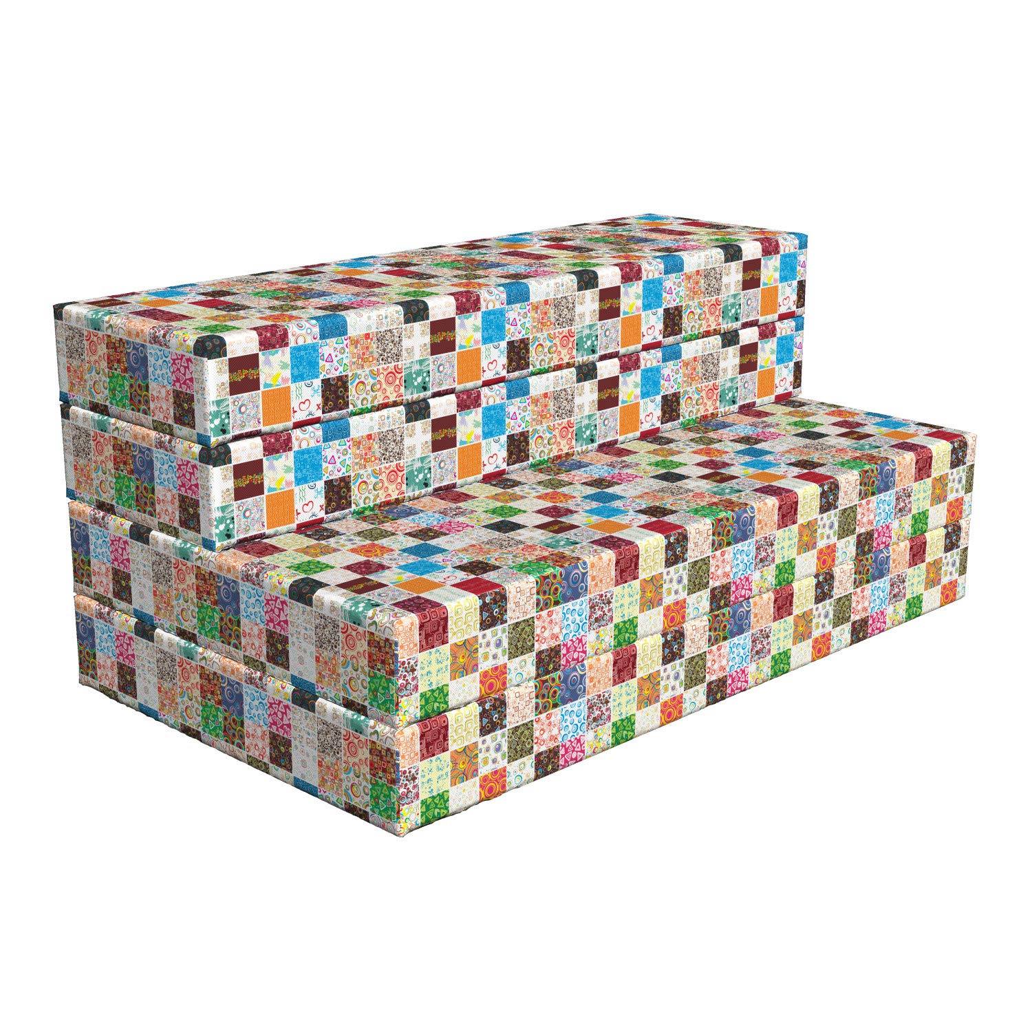 Ambesonne Colorful Foldable Mattress - Patchwork Retro Style Twin Size (78.7