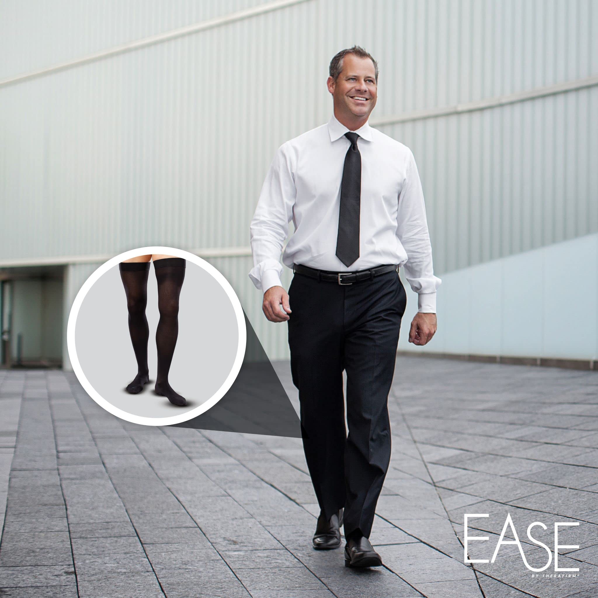 EASE BY THERAFIRM Men's Modern Compression Socks for Circulation & Support - Best for Running, Travel & Work