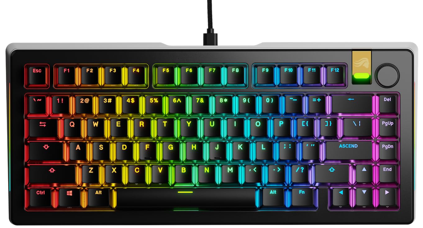 Glorious GMMK 3 PRO HE Mechanical Gaming Keyboard - 75% TKL Layout, Rapid Trigger Hall Effect Switches, Hot-Swappable MX & Magnetic Switches, 8K Polling Rate, Modular Aluminum Frame, QWERTY US Layout - Black | Perfect for Competitive Gaming & Professional Typing