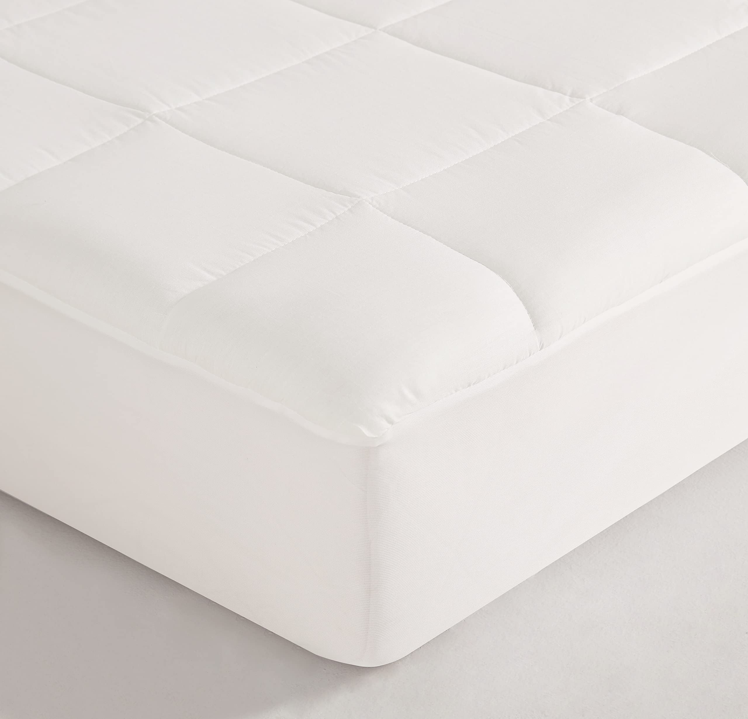 CANNON Classic Cotton White 1-Piece Full Mattress Pad - Hypoallergenic & Oeko-TEX Certified - Breathable Mattress Protector for Men & Women - Perfect for Bedrooms, Guest Rooms & Dormitories