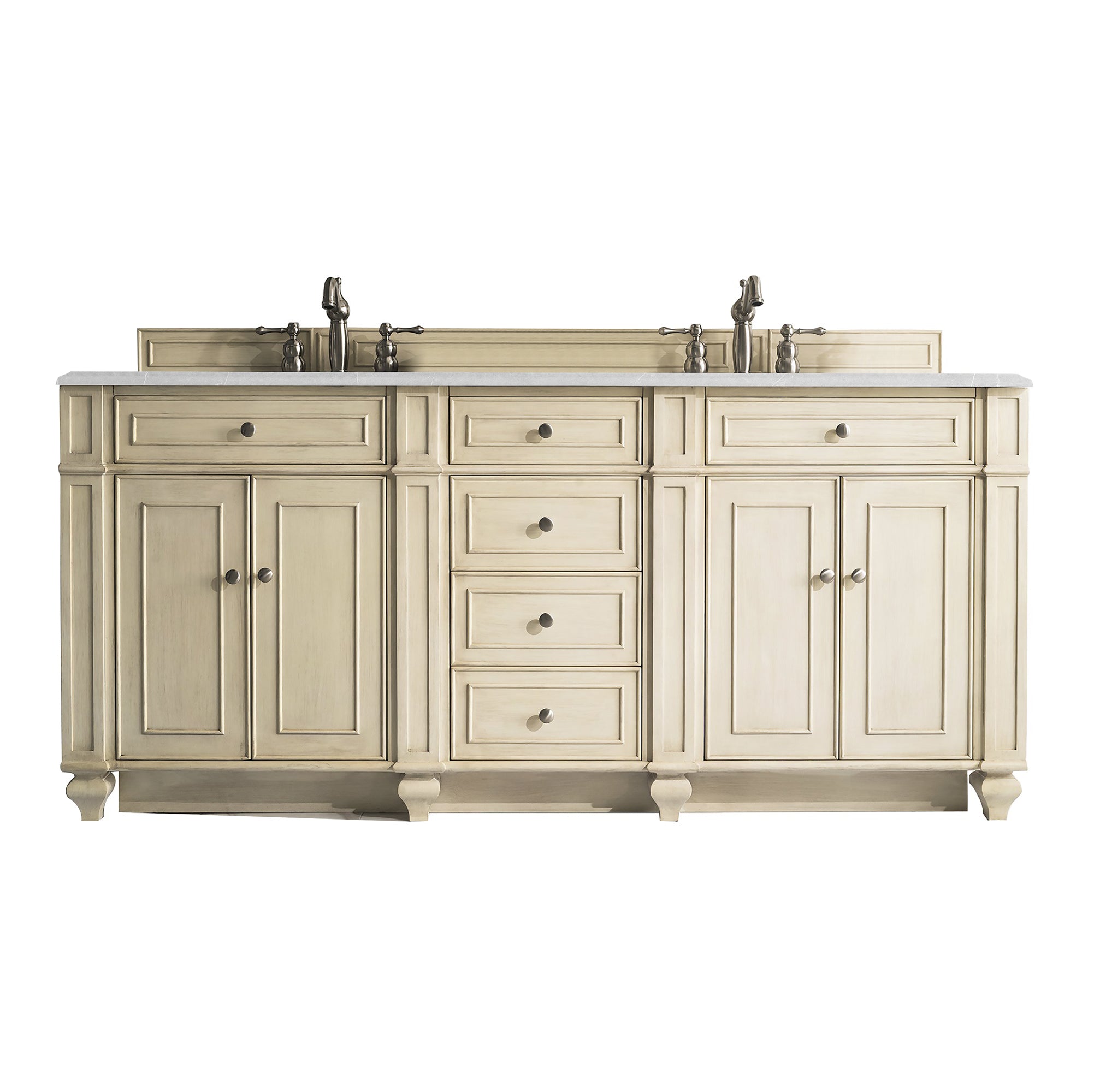 Bristol 72 Inch Double Bathroom Vanity with 3CM Eternal Serena Quartz Countertop in Vintage Vanilla - Perfect for Master Bathroom, Guest Bath, or Luxury Home Renovation