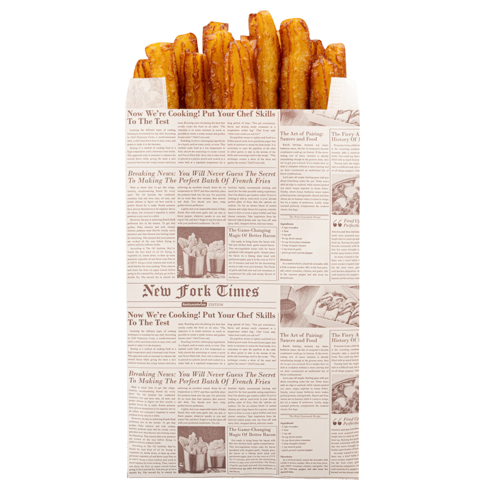 Eco-Friendly Sepia Newsprint French Fry & Snack Bags - 5