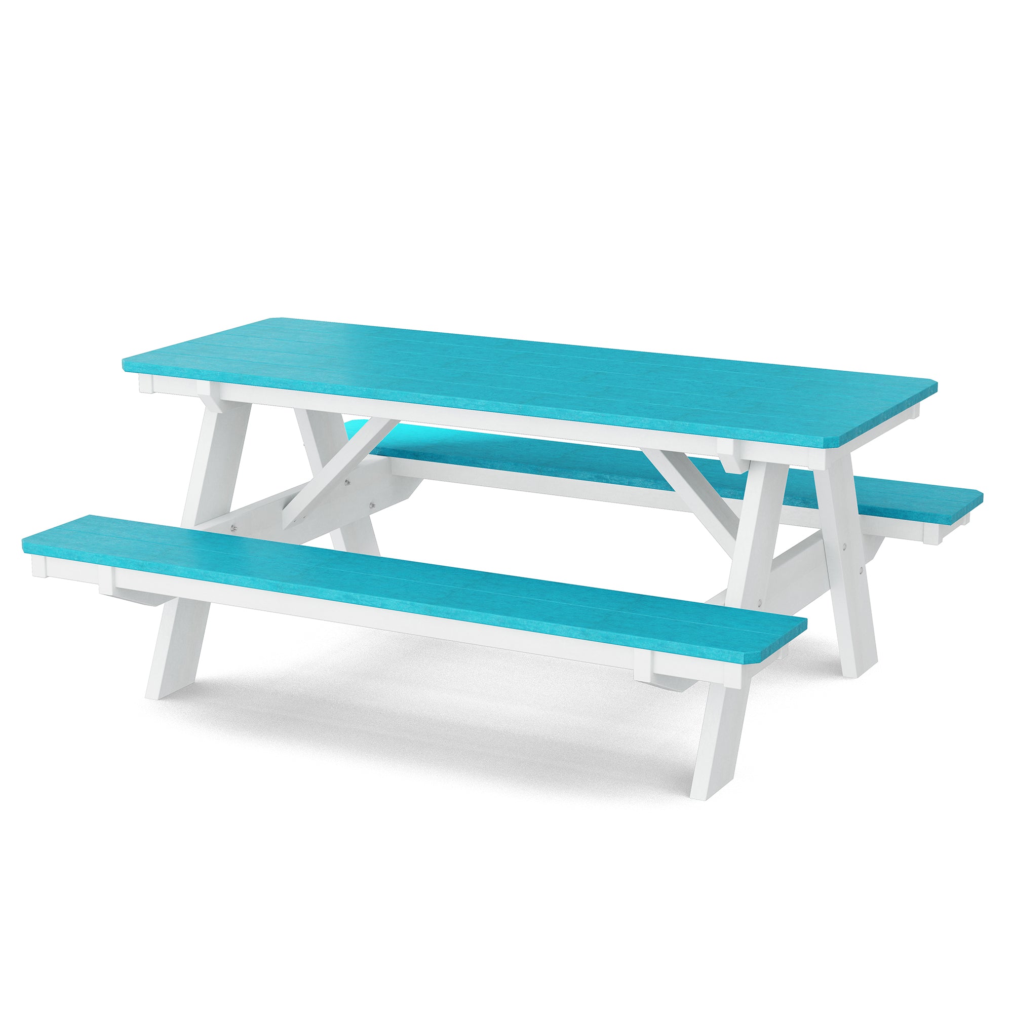 Heritage 72 Inch Outdoor Picnic Table with Attached Benches - Durable All-Weather Patio Furniture for Backyard, Garden, and Park Gatherings