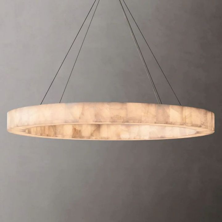 Derive Calcite Round Chandelier - Modern Crystal Ceiling Light Fixture for Dining Room, Living Room & Bedroom Decor