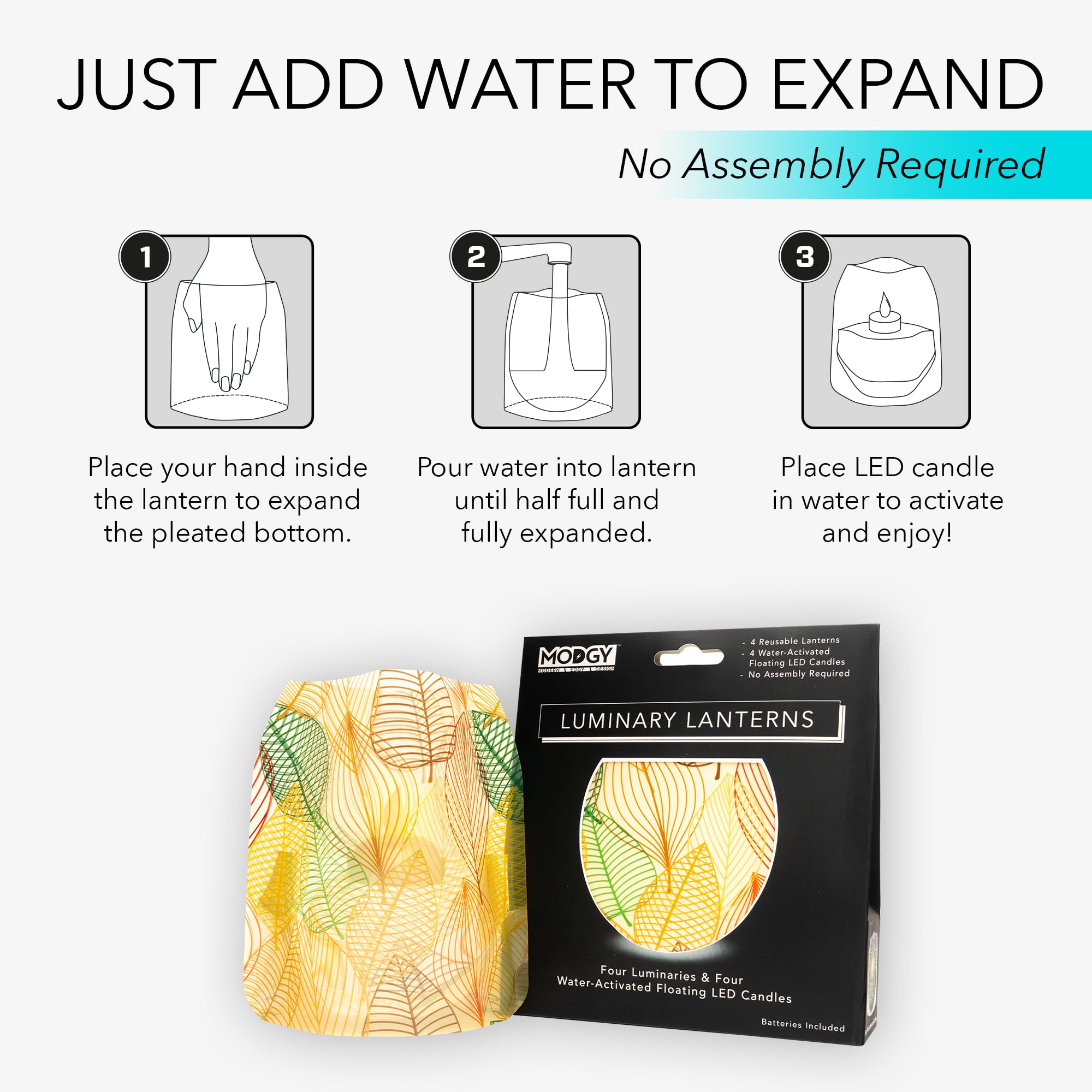 MODGY 4-Pack Floating LED Candles with Batteries - Waterproof Luminary Lanterns for Weddings, Parties, Patio Decor & Outdoor Celebrations - Perfect for Pool, Garden & Table Centerpieces