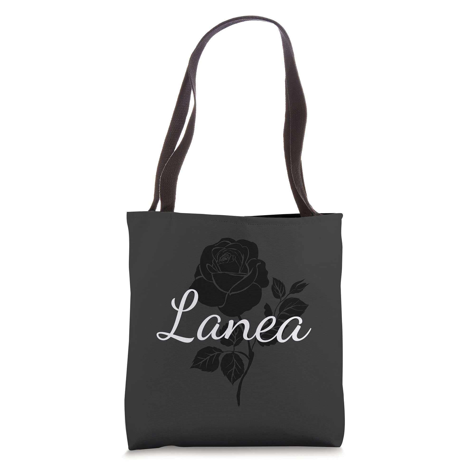 Custom Black Rose Gray Floral Personalized Tote Bag - Lanea - Unique Gift for Women, Mom, Friends - Perfect for Shopping, Beach, Work & Travel