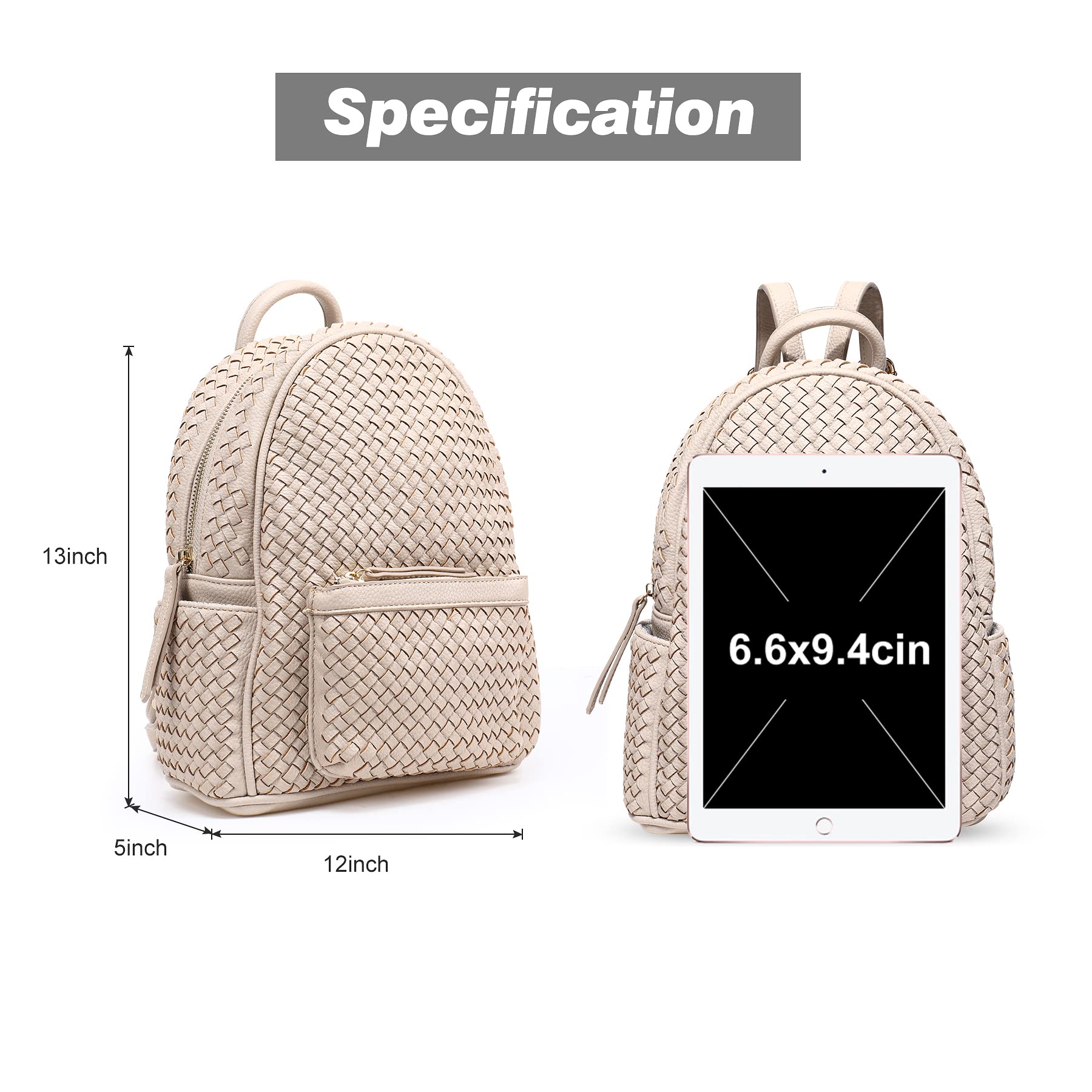 Stylish Woven Backpack for Women - Trendy Large Beige Daypack Purse, Fashionable Travel Backpack for Work, School & Vacation Outfits | Perfect for Commuting, College & Weekend Getaways