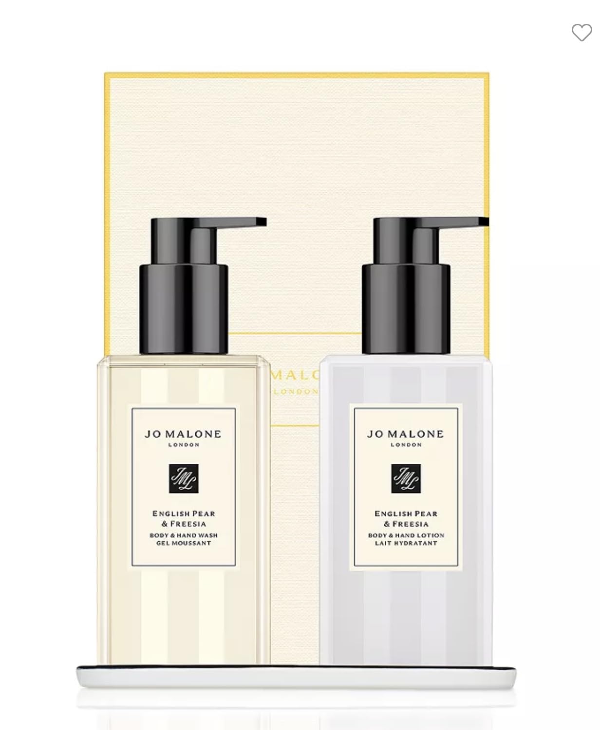 Jo Malone London English Pear & Freesia Bath & Body Gift Set - 250ml Body Wash, 250ml Hand Lotion & Ceramic Tray | Luxury Scented Skincare for Home Spa & Gifting
