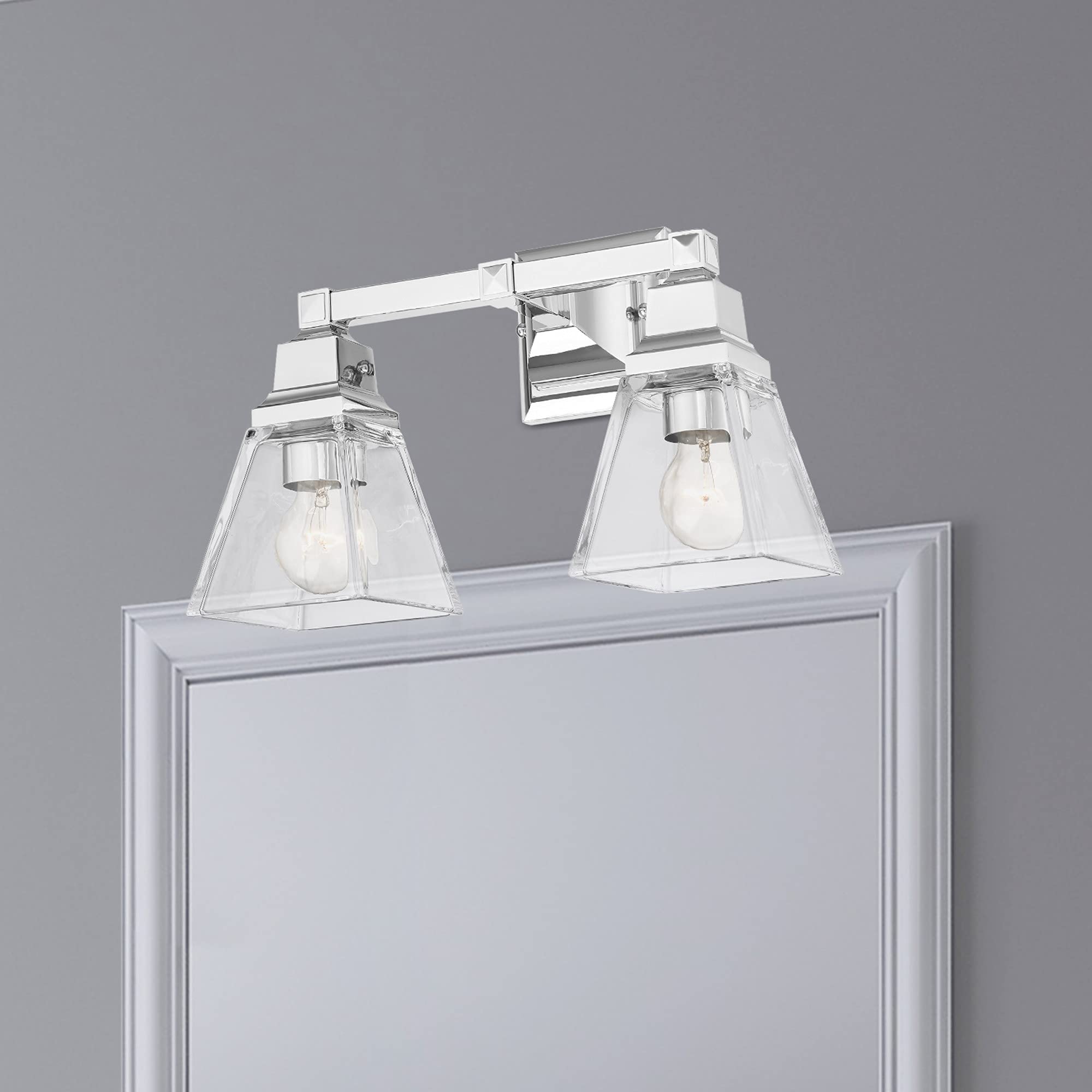 Livex Lighting 17172-02 2-Light Polished Brass Bathroom Vanity Light Fixture - Perfect for Modern Bathroom, Powder Room & Dressing Area Lighting