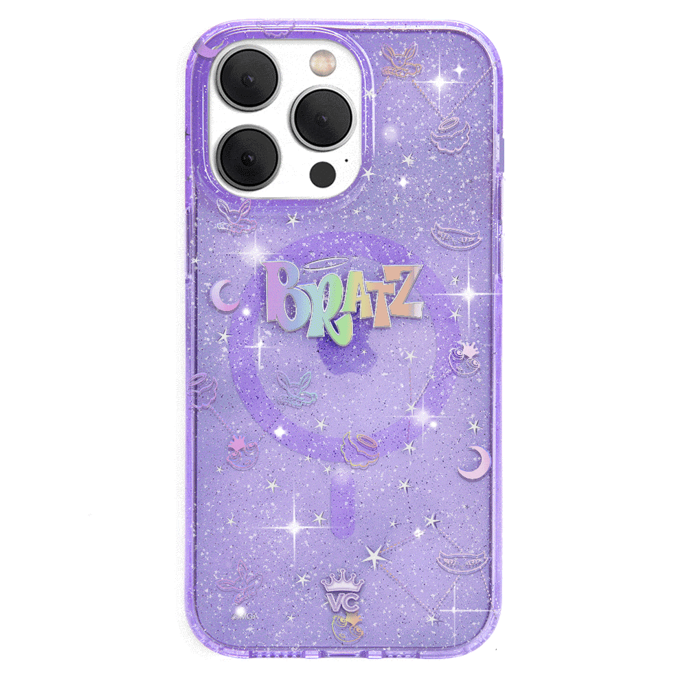Bratz Celestial Glitter iPhone Case - Trendy Protective Phone Cover for iPhone 13/14/15 - Sparkly Glam Design for Girls & Teens - Perfect for School, Parties & Everyday Use
