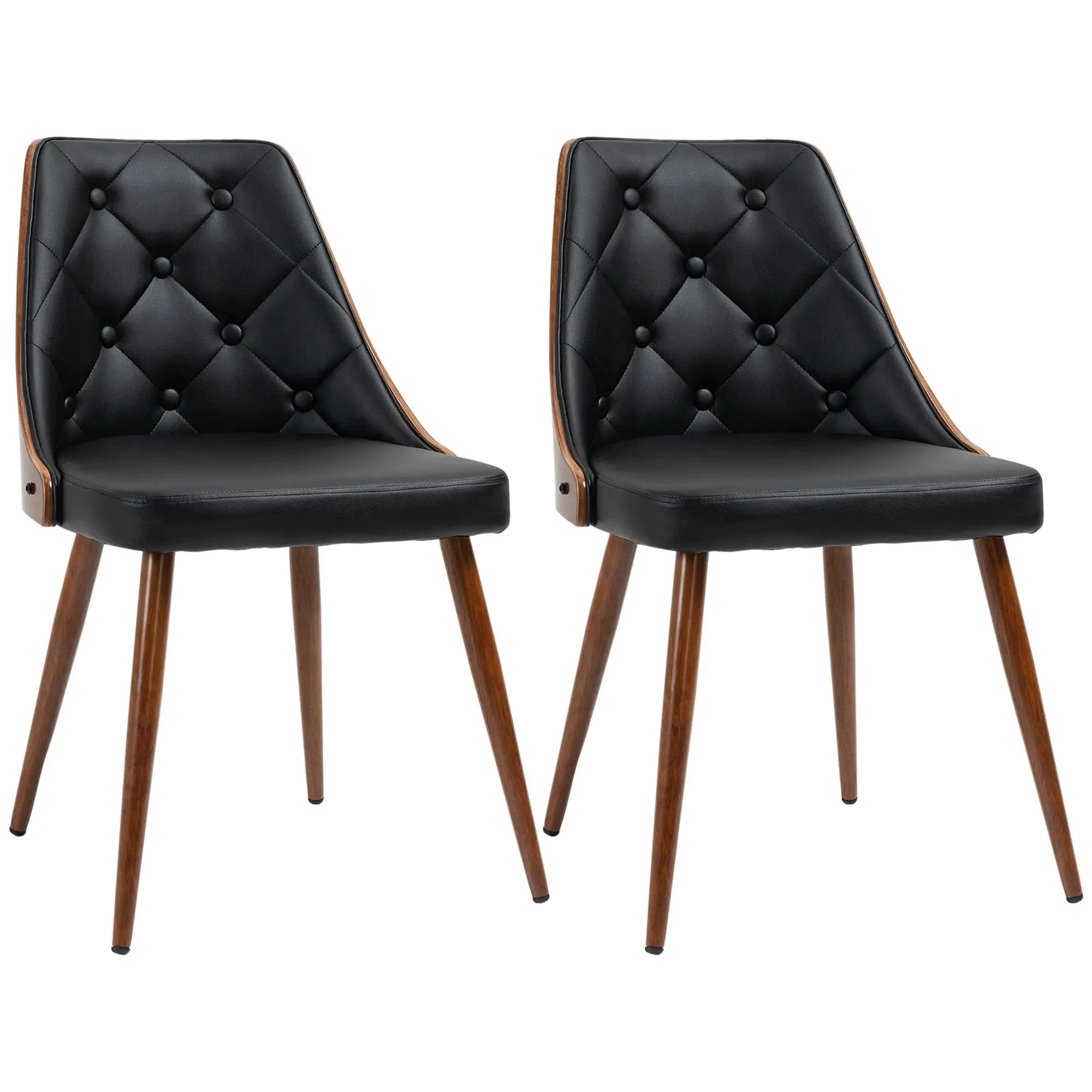 Premium Tufted Faux Leather Dining Chairs Set of 2 - Modern Kitchen & Dining Room Furniture - Available in Black & Brown for Home, Restaurant & Office Decor