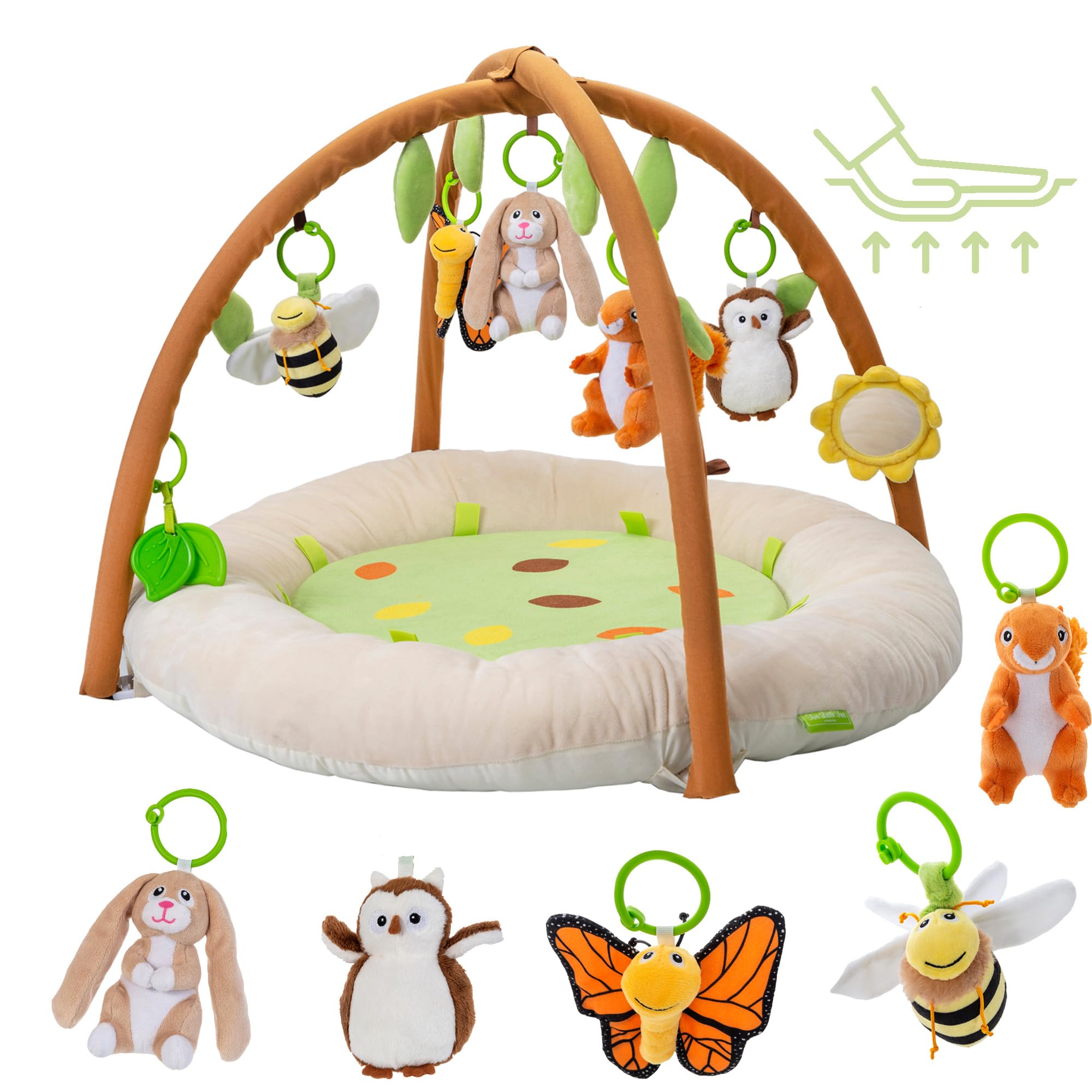 Premium Baby Play Gym & Tummy Time Mat by Two Little Feet - Super Thick Padded Activity Center for Infants 0-12 Months with 7 Detachable Toys | Essential Newborn Lounger, Perfect Baby Shower Gift | Great for Floor Play, Sensory Development & Early Learning Activities