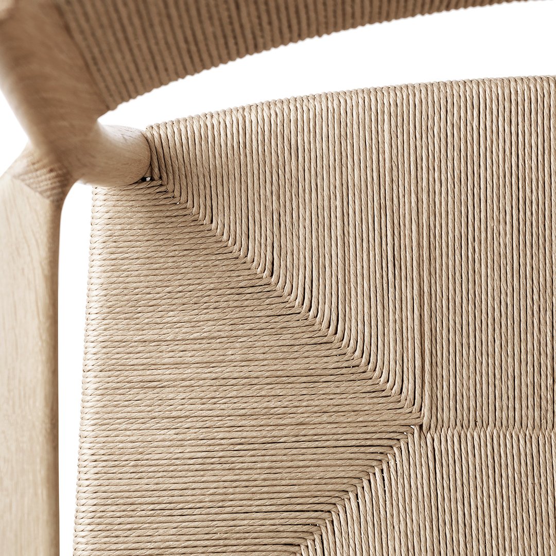 Arv Dining Armchair with Paper Cord Seat - Modern Woven Rattan Chair for Dining Room, Kitchen, or Patio - Comfortable & Stylish Seating Solution