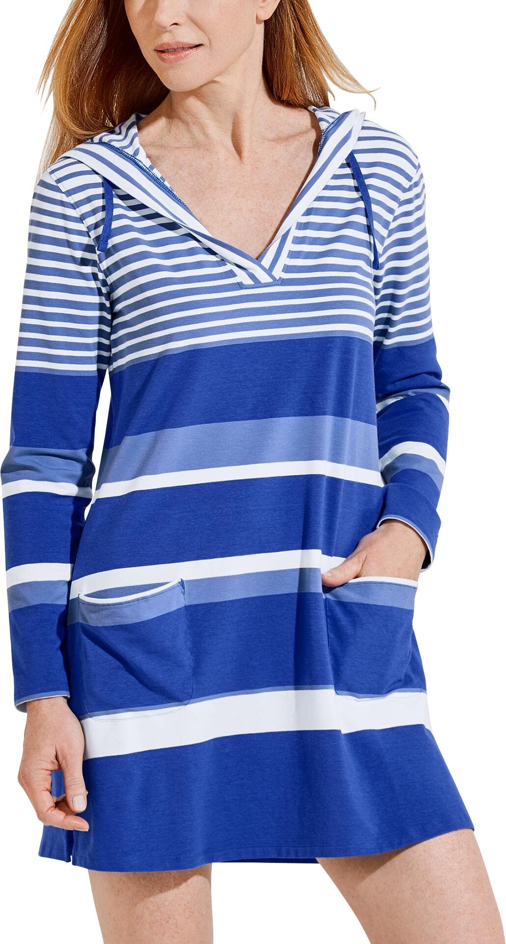 Coolibar UPF 50+ Women's Catalina Beach Cover-Up Dress - Sun Protective Swimwear for Women, Lightweight Long Sleeve Rash Guard Dress for Beach, Pool, Vacation & Summer Outdoor Activities