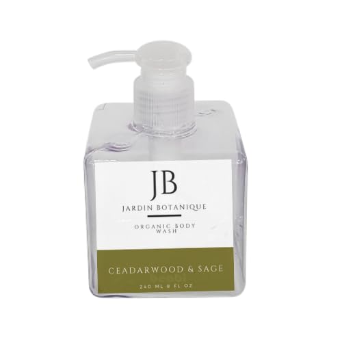Organic Cedarwood & Sage Body Wash - 8 oz Bottle for Men & Women - Hydrating & Soothing Natural Shower Gel for Dry & Sensitive Skin - Perfect for Daily Use, Spa & Relaxation
