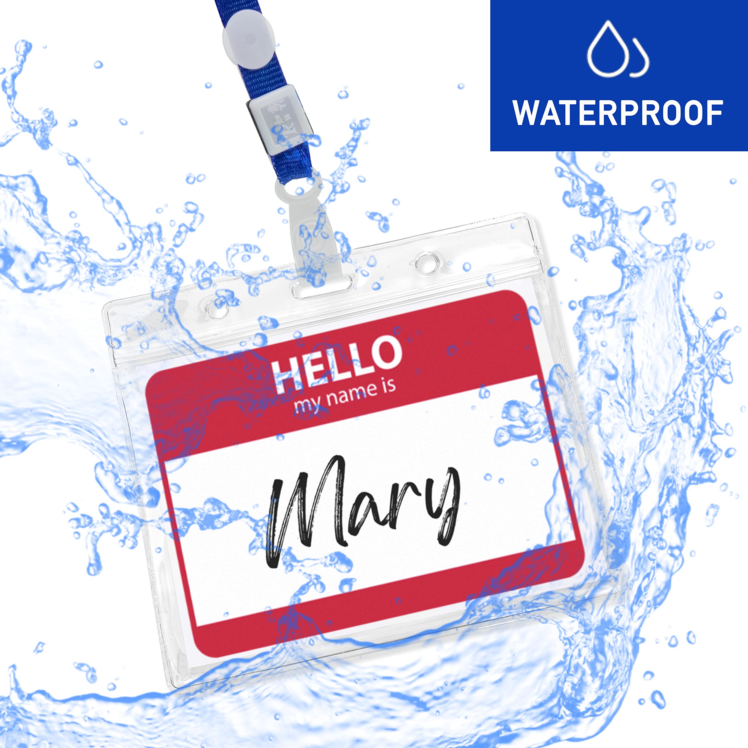 20-Pack Clear PVC ID Badge Holders with Lanyards - 4×3 Waterproof Card Protectors for Work & Events