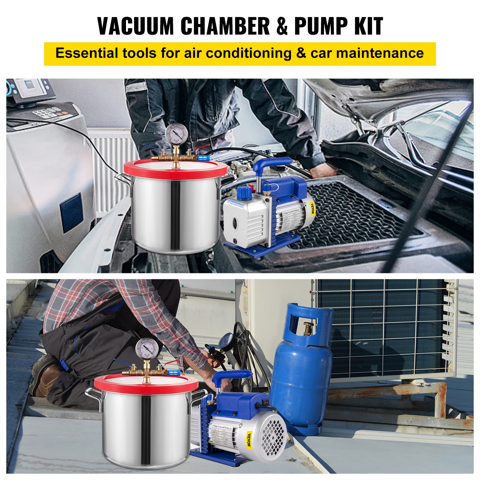 Bestauto 1.5 Gallon Stainless Steel Vacuum Degassing Chamber Kit (5.7L) with 2.5 CFM Pump - Perfect for Resin Casting, Epoxy Bubbles Removal & Silicone Mold Degassing