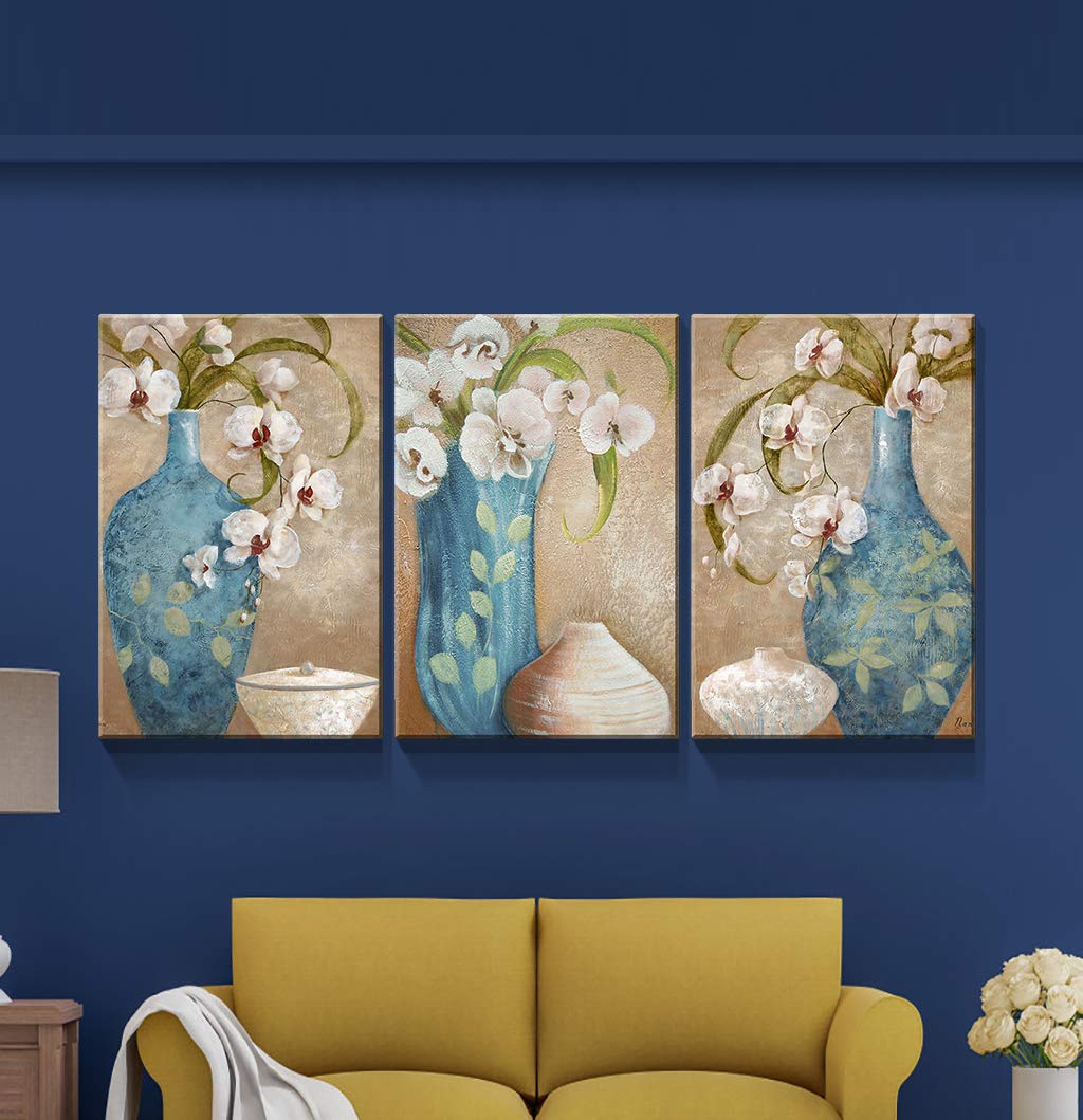 Denozer 3-Panel Canvas Wall Art - Floral Bottle Painting for Home Decor, 24