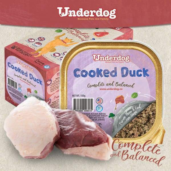 Premium Underdog Cooked Duck Fresh Frozen Dog Food 1.2kg - Grain-Free, High-Protein Natural Pet Food for Small & Large Dogs - Perfect for Mealtime, Training Treats & Weight Management