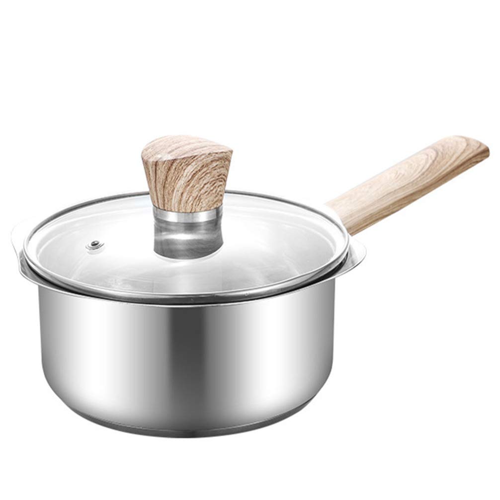 Hemoton 16cm Stainless Steel Sauce Pan with Glass Lid - Nonstick Noodles Pot, Soup Pot, Milk Pot for Cooking, Boiling & Simmering | Perfect for Pasta, Soups, and Hot Beverages
