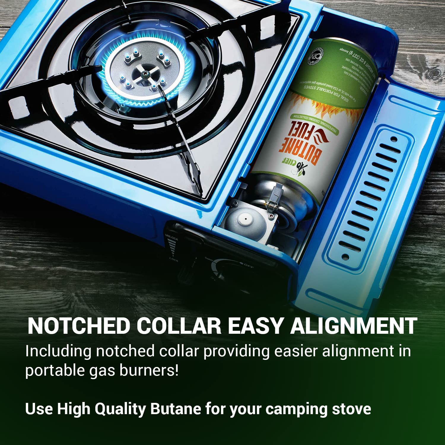 JoChef Butane Camping Stove - 9,500 BTU Portable Gas Stove for Outdoor Cooking, Backpacking, Hiking & Emergency Preparedness