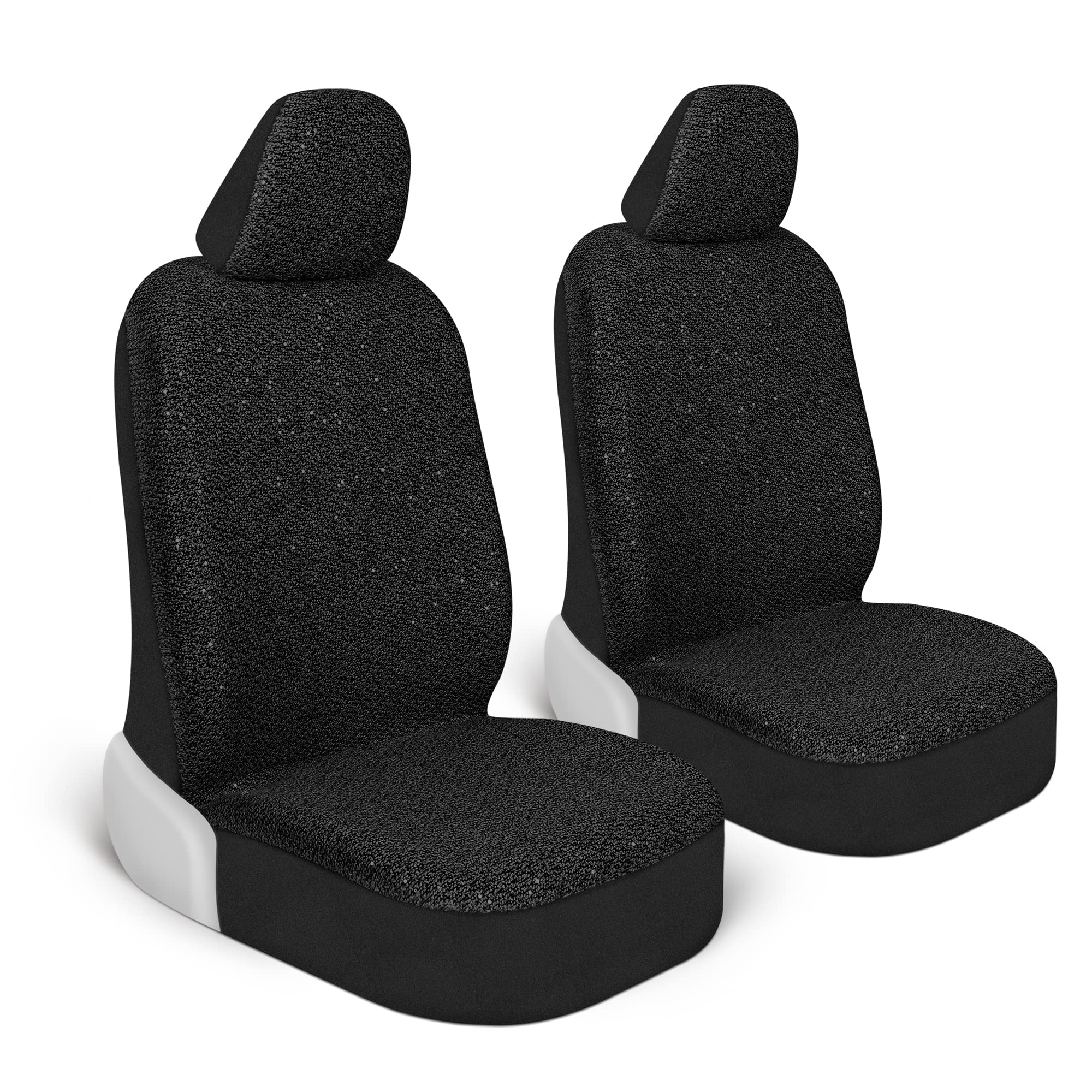 Sparkly Sequin Tweed Car Seat Covers 2-Pack - Beige Shiny Bling Auto Seat Protectors for Cars, Trucks, Vans & SUVs | Luxury Car Accessories for Women | Perfect for Daily Commute, Road Trips & Interior Protection