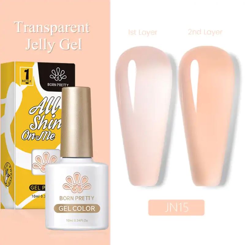 Born Pretty Jelly Nude Gel Polish - Long Lasting Soak Off UV LED Nail Polish for Salon & Home Manicure - Perfect for Weddings, Parties & Everyday Wear