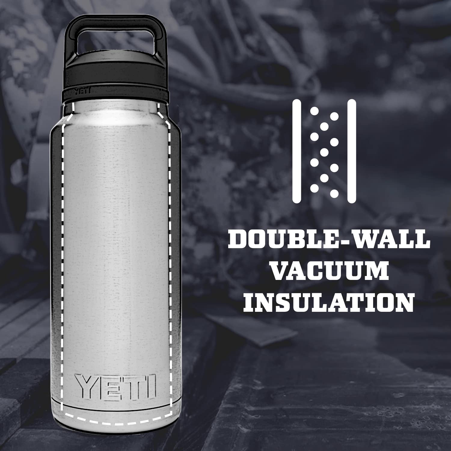 YETI Rambler 36 oz Stainless Steel Vacuum Insulated Water Bottle with Leakproof Chug Cap - Perfect for Outdoor Adventures, Hiking, Gym & Travel