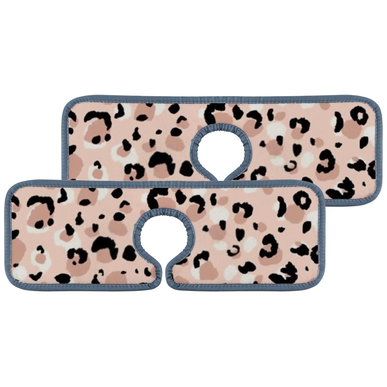 **Leopard Print Sink Faucet Mat - 4 Pack Absorbent Splash Guard Pads for Kitchen & Bathroom Countertops - Waterproof, Non-Slip RV Sink Protector - Prevents Stains & Spills (Perfect for Homes, RVs, and Dorms)**