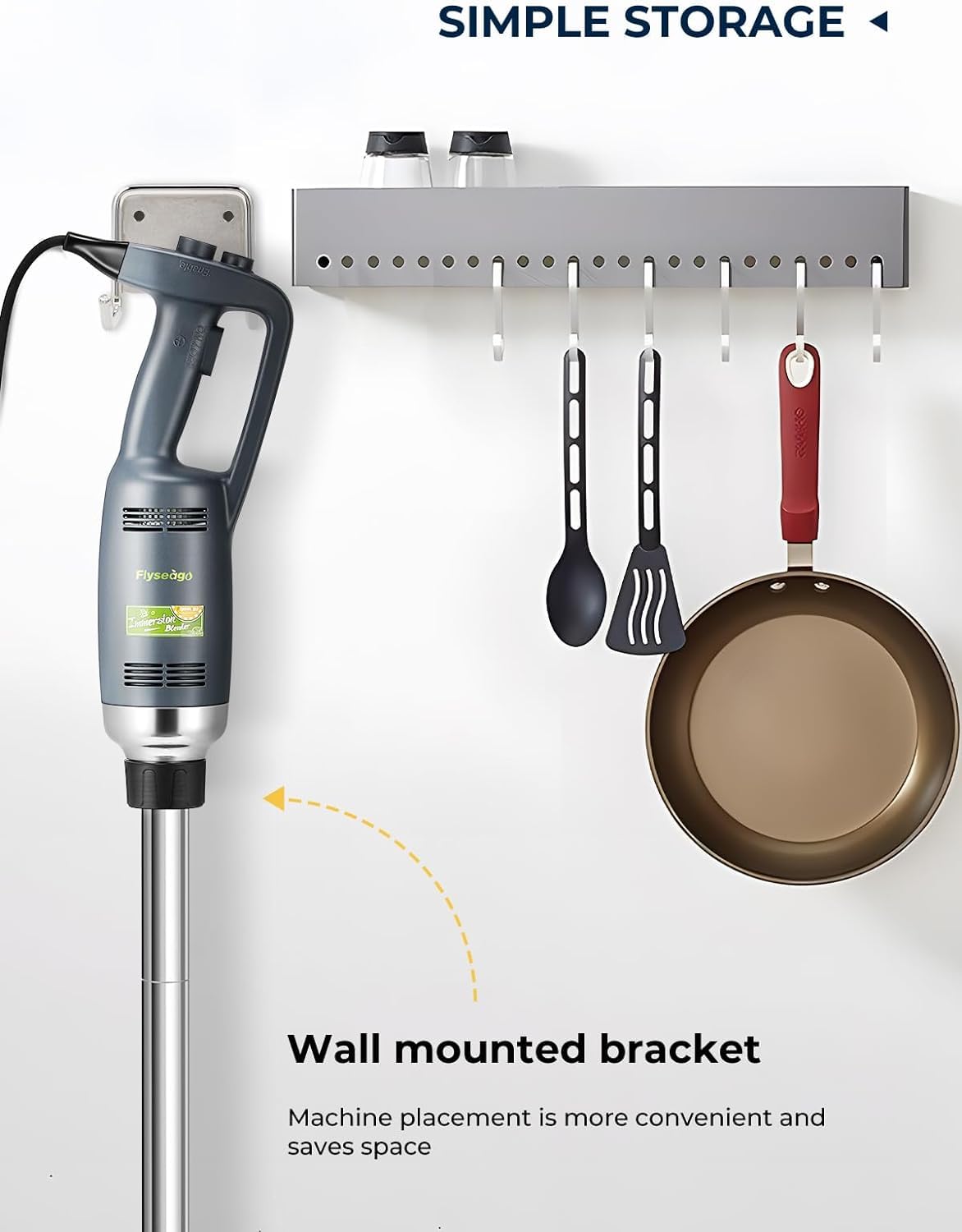 Commercial Heavy Duty Immersion Blender - 500W Variable Speed Handheld Mixer (4000-16000 RPM) with 20-Inch Removable Shaft & 50-Gallon Capacity - Professional Multifunction Stick Emulsifier for Large Batch Cooking, Catering, and Commercial Kitchens