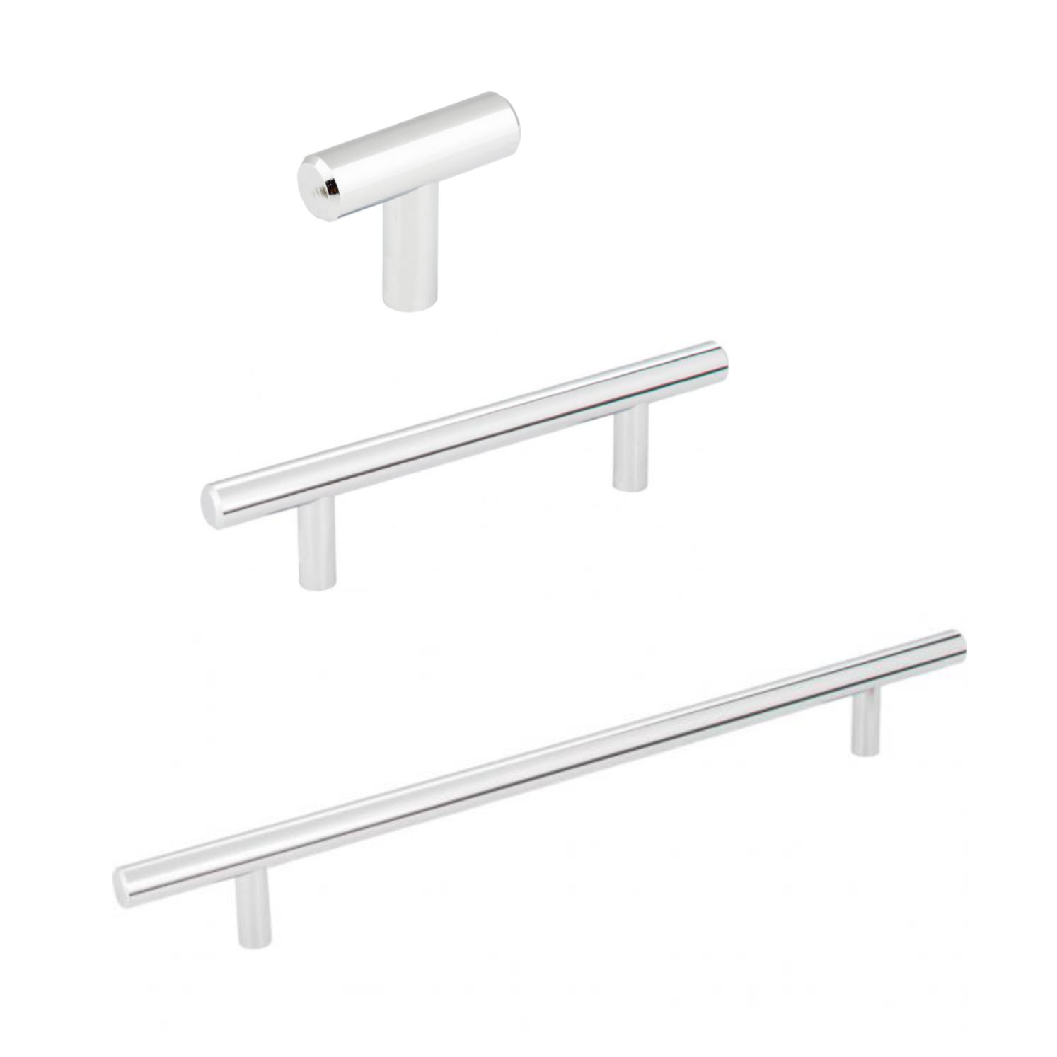Polished Chrome Round T-Bar Cabinet Knobs and Drawer Pulls - Modern Hardware for Kitchen Cabinets, Dressers & Furniture Upgrades