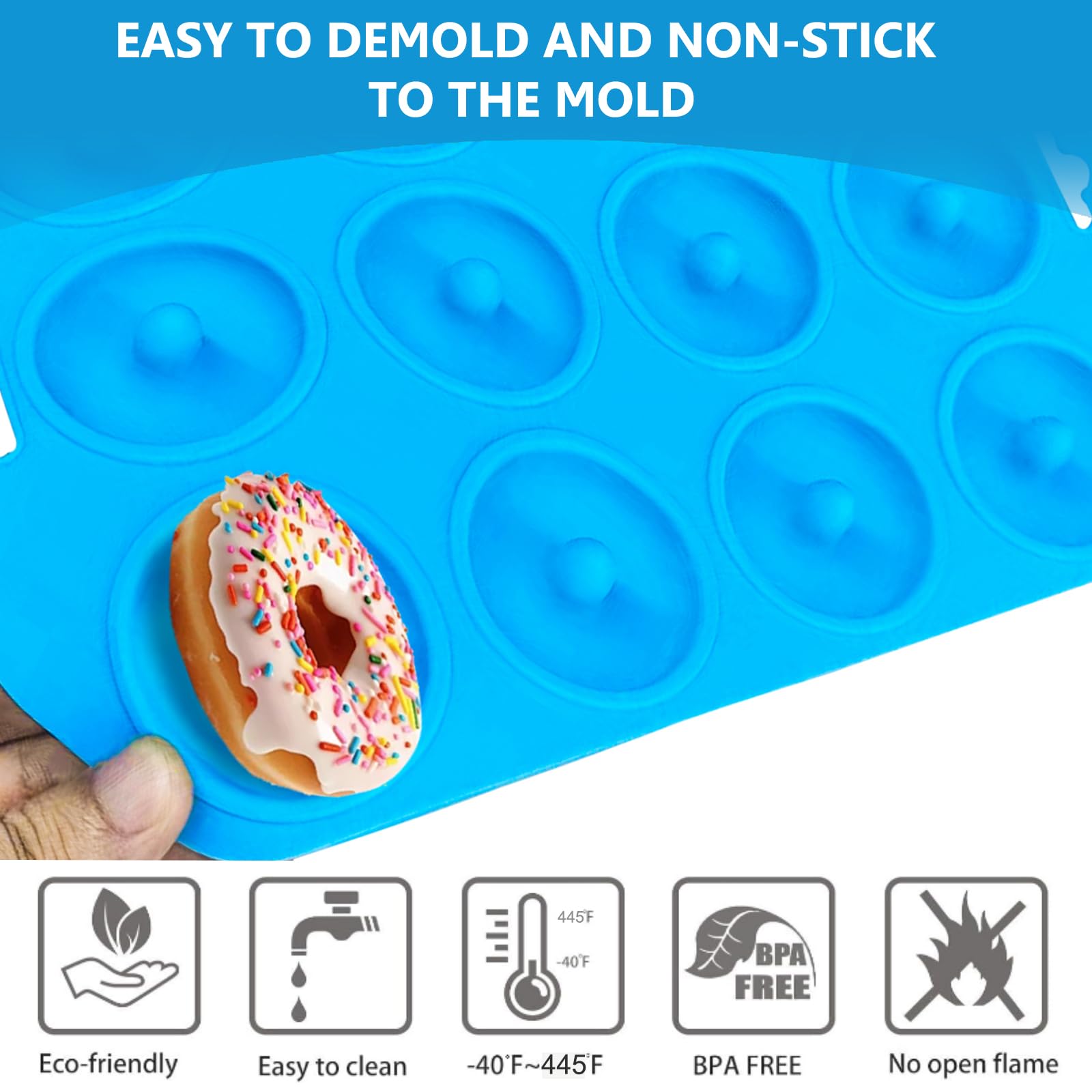 Premium Silicone Donut Molds for Baking - 12-Cavity Bite Size Mini Donut Pan | Heat Resistant & Non-Stick Bottom | Easy to Clean | Perfect for Homemade Donuts, Cupcakes & Party Treats | Great for Birthday Parties, Baby Showers & Holiday Baking