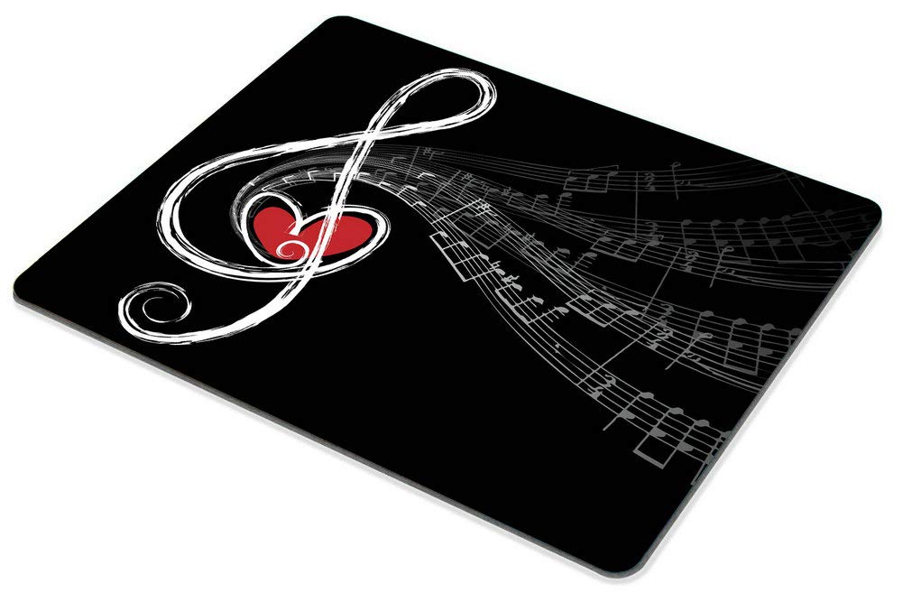 Custom Smooffly Gaming Mouse Pad - Non-Slip Rubber Base with Treble Love & Music Notes Design | Ergonomic Computer Mouse Mat for PC, Laptop, Office & Gaming Setup