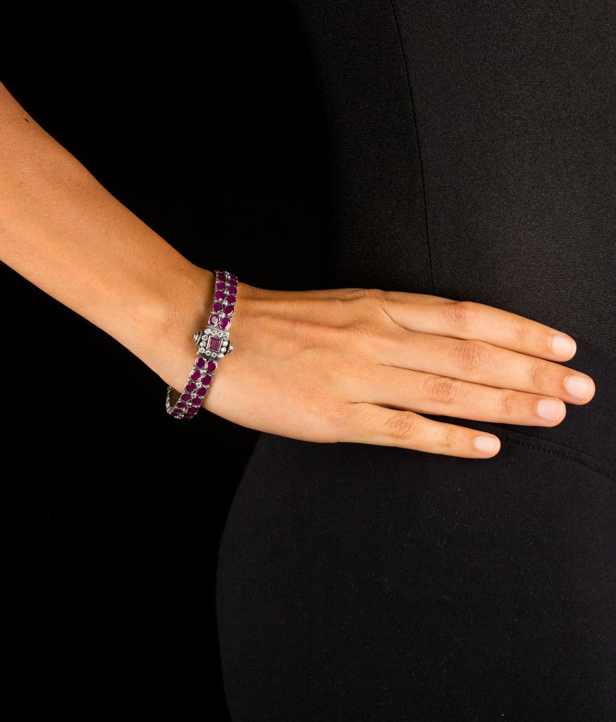 Arunodaya Silver Kemp Bracelet - Oxidized Finish, Size 2.8