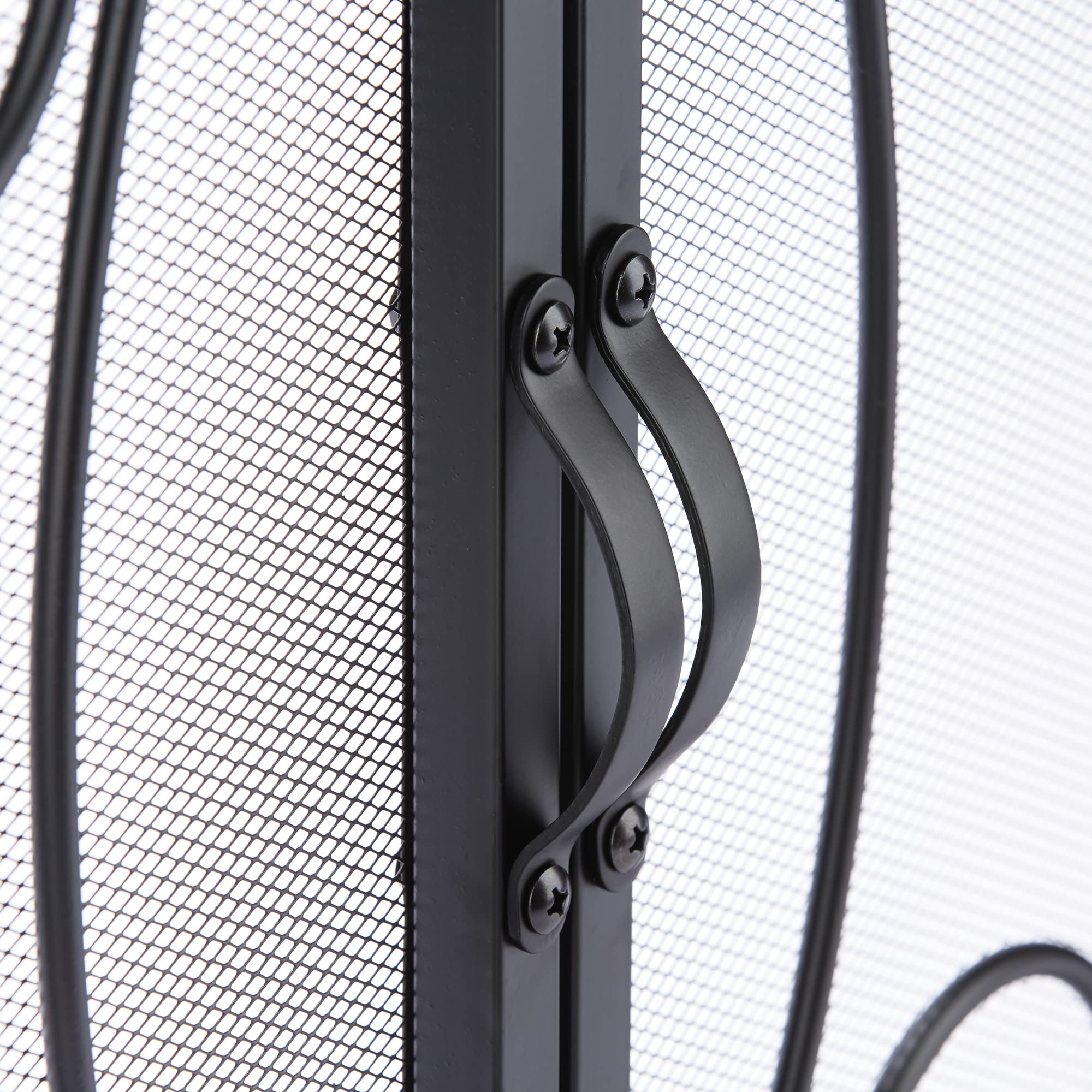 UniFlame Single Panel Black Wrought Iron Fireplace Screen with Doors - Elegant Fireplace Safety Guard for Living Room & Bedroom