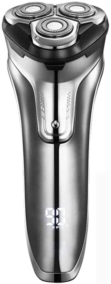 Premium Electric Razor for Men - Rotary Shaver with Wet/Dry Use, Pop-up Trimmer, LED Display & Fast Charging | Waterproof Silver Shaving Kit for Travel, Gym & Daily Grooming