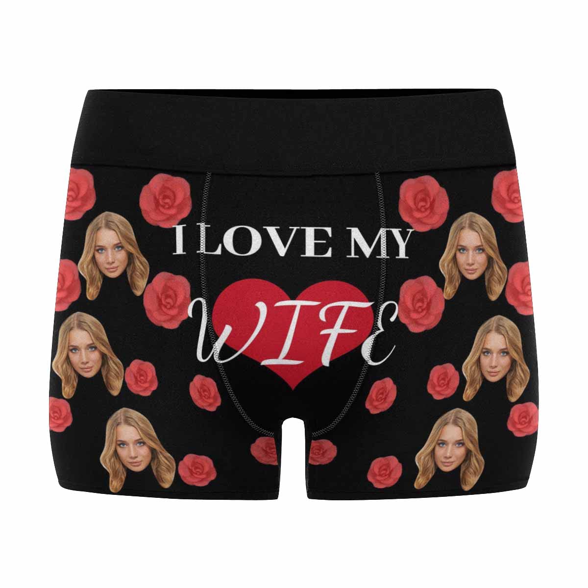 Custom Personalized Men's Boxer Briefs with Red Rose Heart Design - Perfect for Valentine's Day Gifts, Anniversary Presents & Romantic Occasions