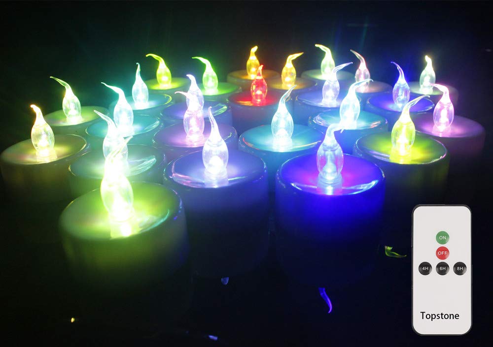 Topstone Color Changing LED Flameless Tealight Candles - 12 Pack with Remote Control & Timer, Battery Operated Votive Candles for Home Decor, Weddings, Parties, and Romantic Ambiance