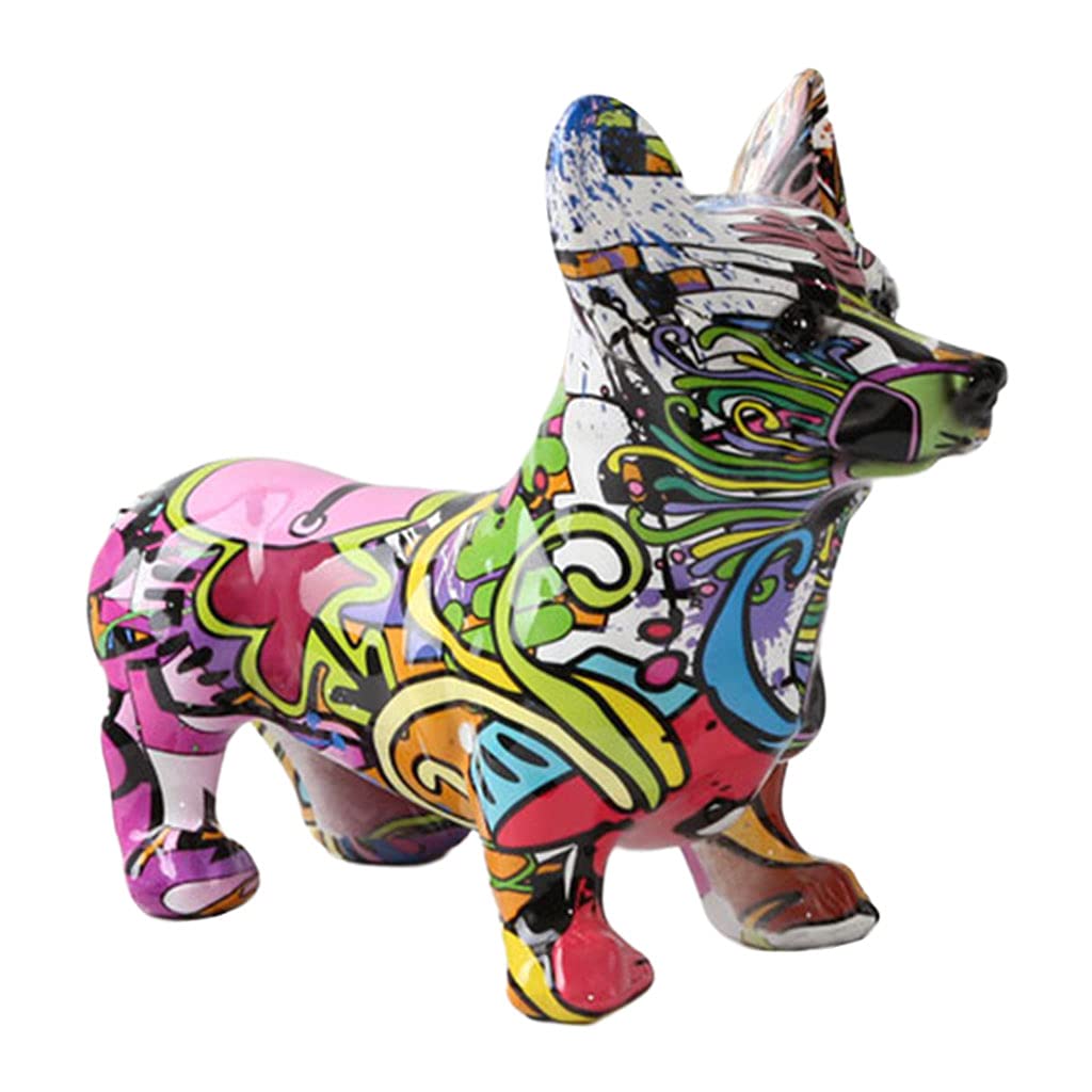 Baoblaze Corgi Dog Statue - Colorful Resin Home Decor Sculpture for Bookshelf, Desk & Living Room | Cute Animal Gift for Dog Lovers, Housewarming & Birthday Present | Perfect for Home, Office & Nursery Decor