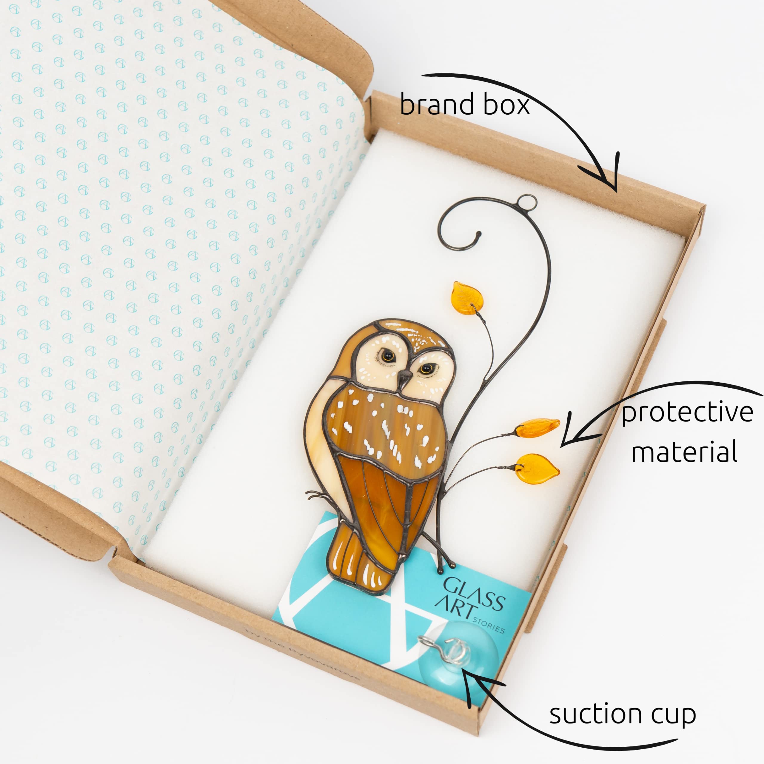 Handmade Owl Stained Glass Suncatcher - Genuine Leaded Glass Window Hanging Decor for Indoor & Outdoor Use | Perfect for Living Room, Garden, and Patio Decorations