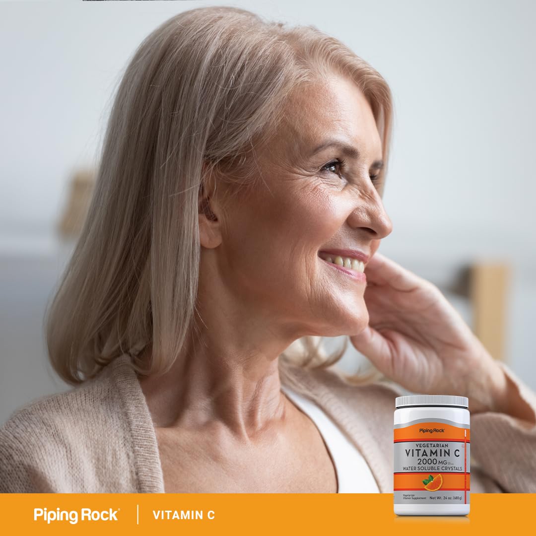 Piping Rock Vitamin C Powder 24 oz | 2000mg Ascorbic Acid | Water Soluble Crystals | Vegetarian, Non-GMO, Gluten Free Dietary Supplement | Immune Support & Skin Health | Perfect for Smoothies & Wellness Drinks