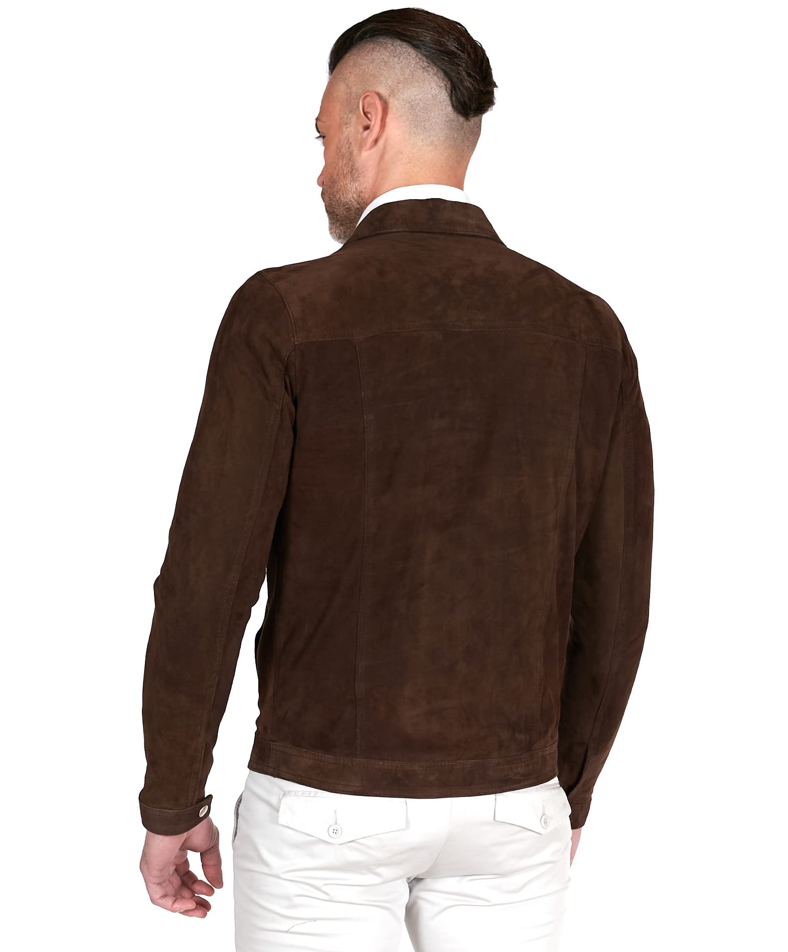 Genuine Italian Leather Motorcycle Jacket for Men - D'Arienzo Brown Leather Biker Jacket with Pockets, Size 54 - Perfect for Riding, Casual Wear & Outdoor Adventures