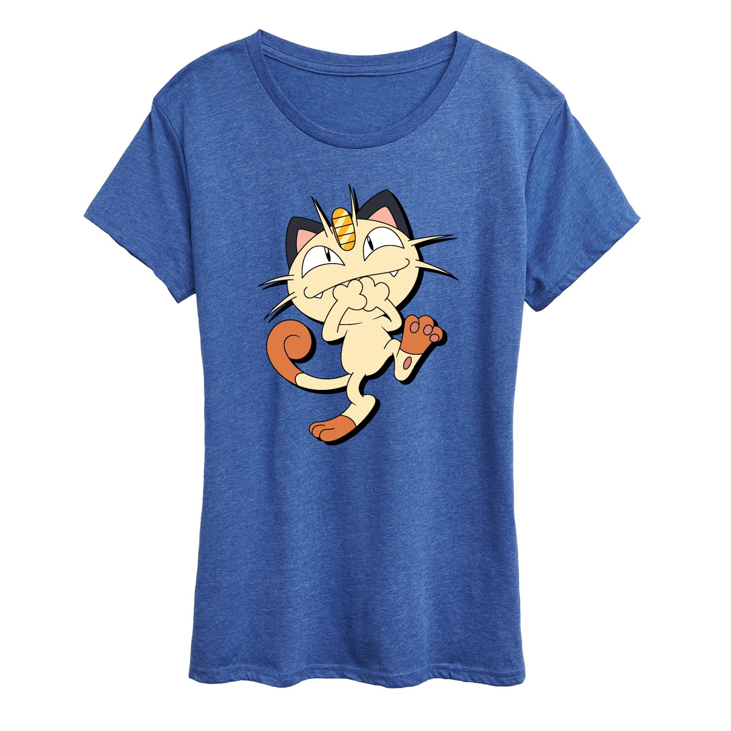 HYBRID APPAREL Women's Pokémon Meowth Shadow Graphic T-Shirt - Short Sleeve Casual Tee for Anime Fans, Gaming Enthusiasts & Cosplay Outfits