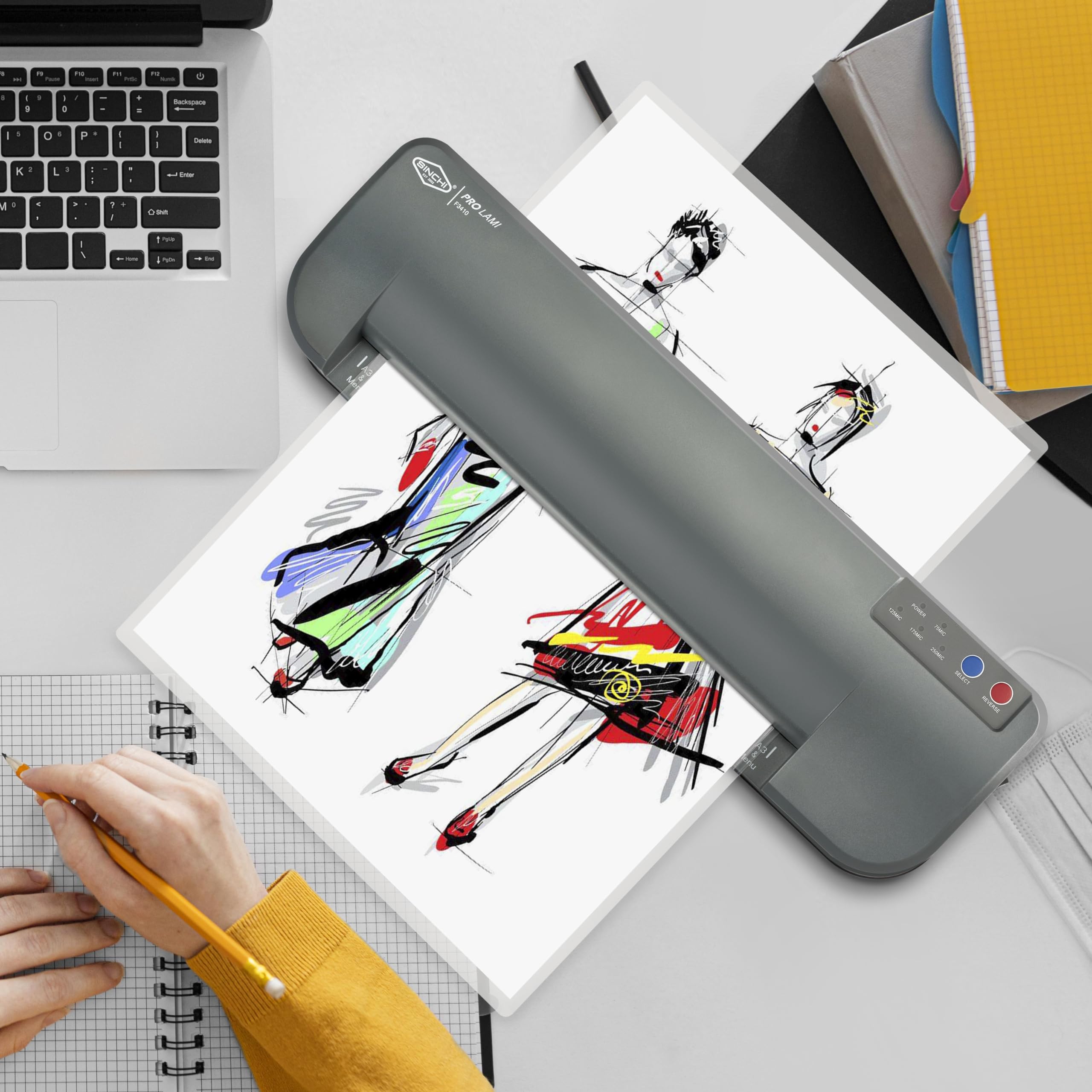SINCHI 3-10 Mil 4-Roller Commercial Laminating Machine with Laminating Sheets - 55-Second Warm-Up, 40 Inches/Minute - 13-Inch Thermal Laminator for Office, School, Home & Business Use - Perfect for Documents, Posters, ID Cards & Craft Projects